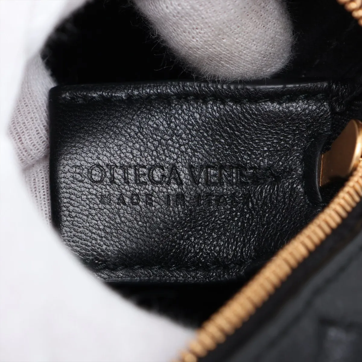 Intrecciato Mini Loop Leather Shoulder Bag, Black — view 7
