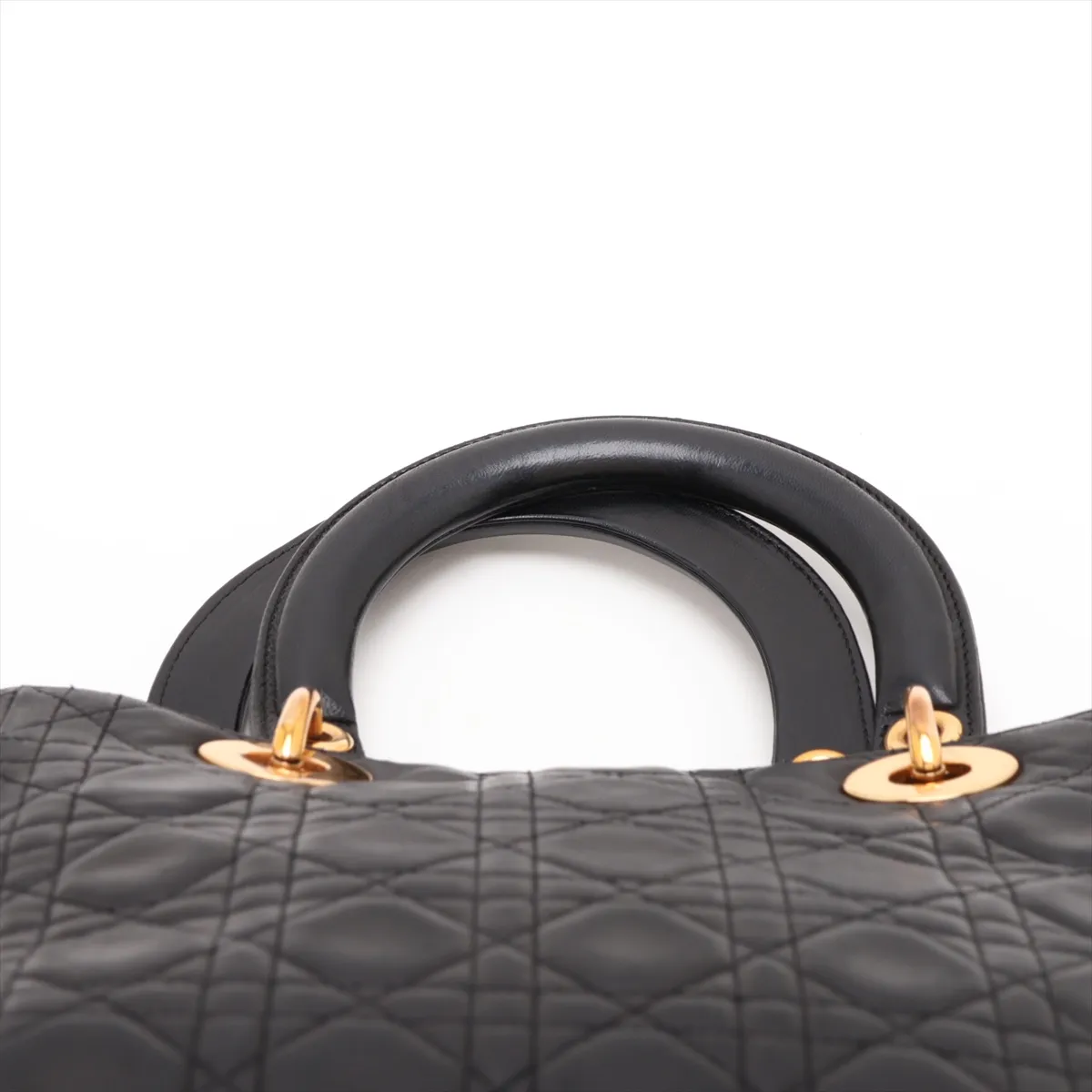 Cannage Lady Dior Leather Handbag, Black — view 6