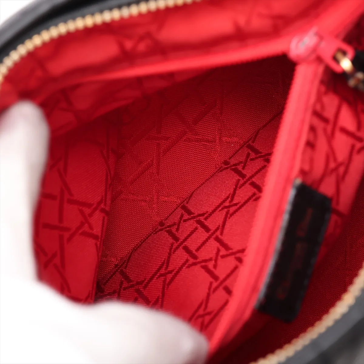Cannage Lady Dior Leather Handbag, Black — view 8