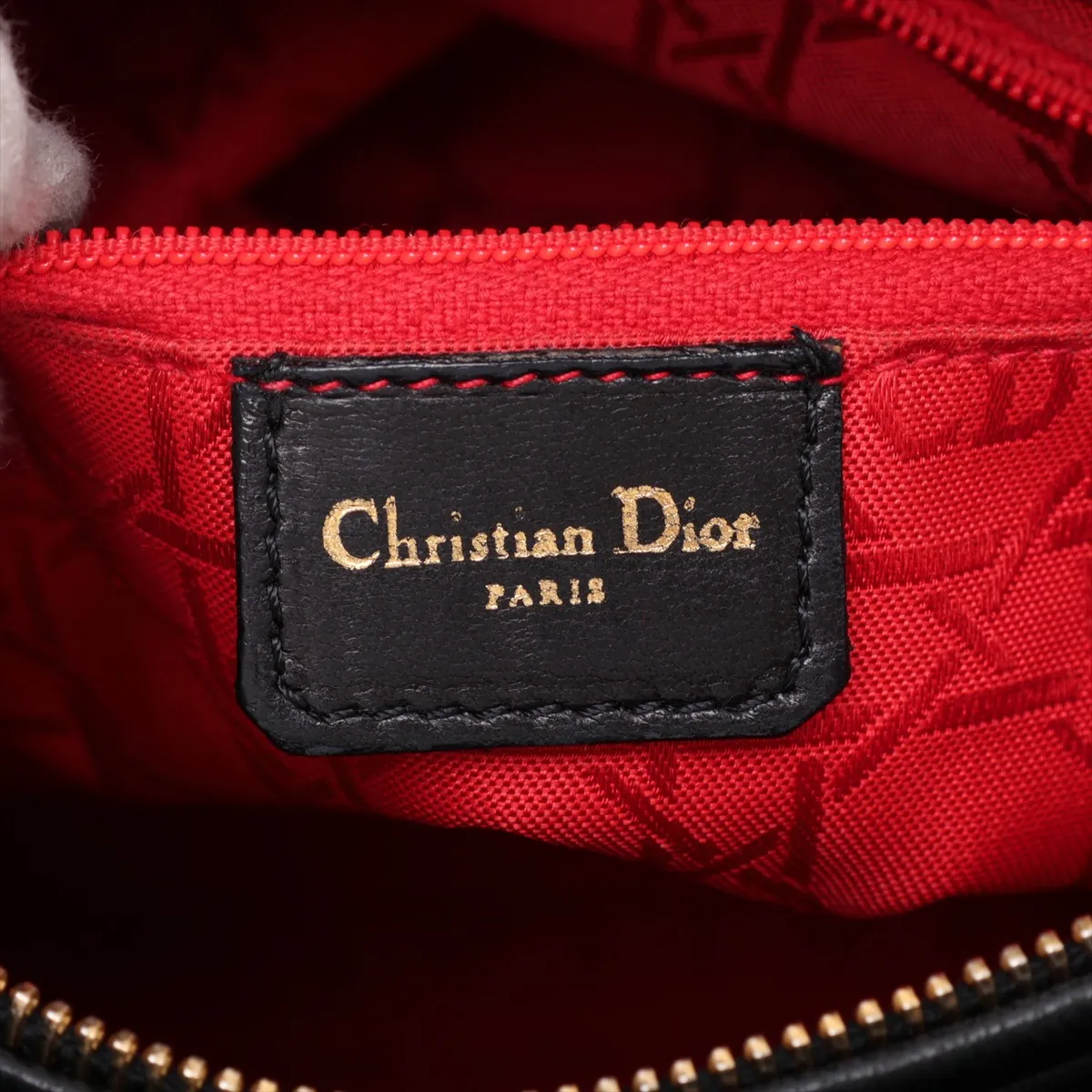 Cannage Lady Dior Leather Handbag, Black — view 9
