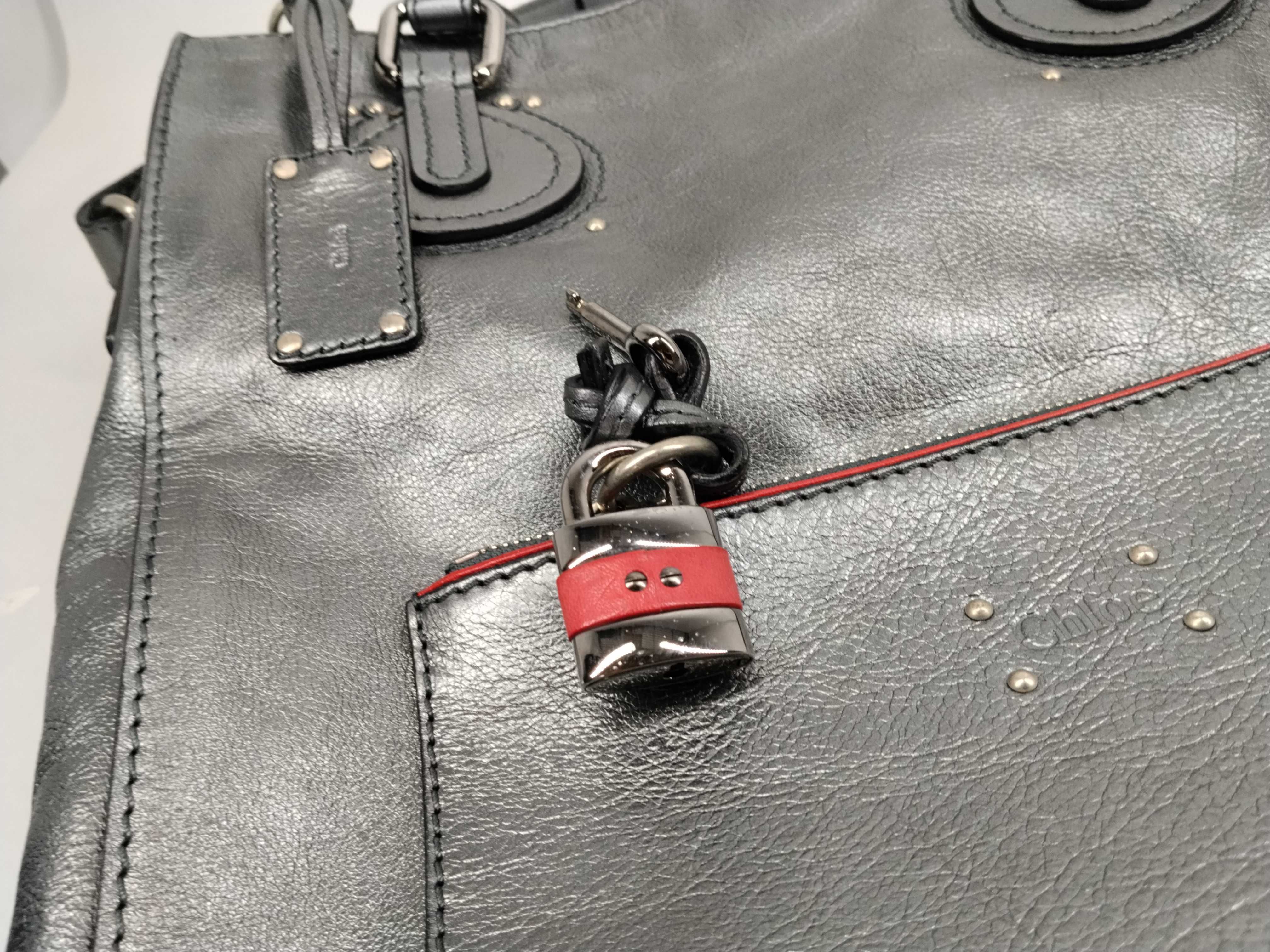 Mr. Paddington 2-Way Tote Bag, Leather, Silver Tote Bag — view 14