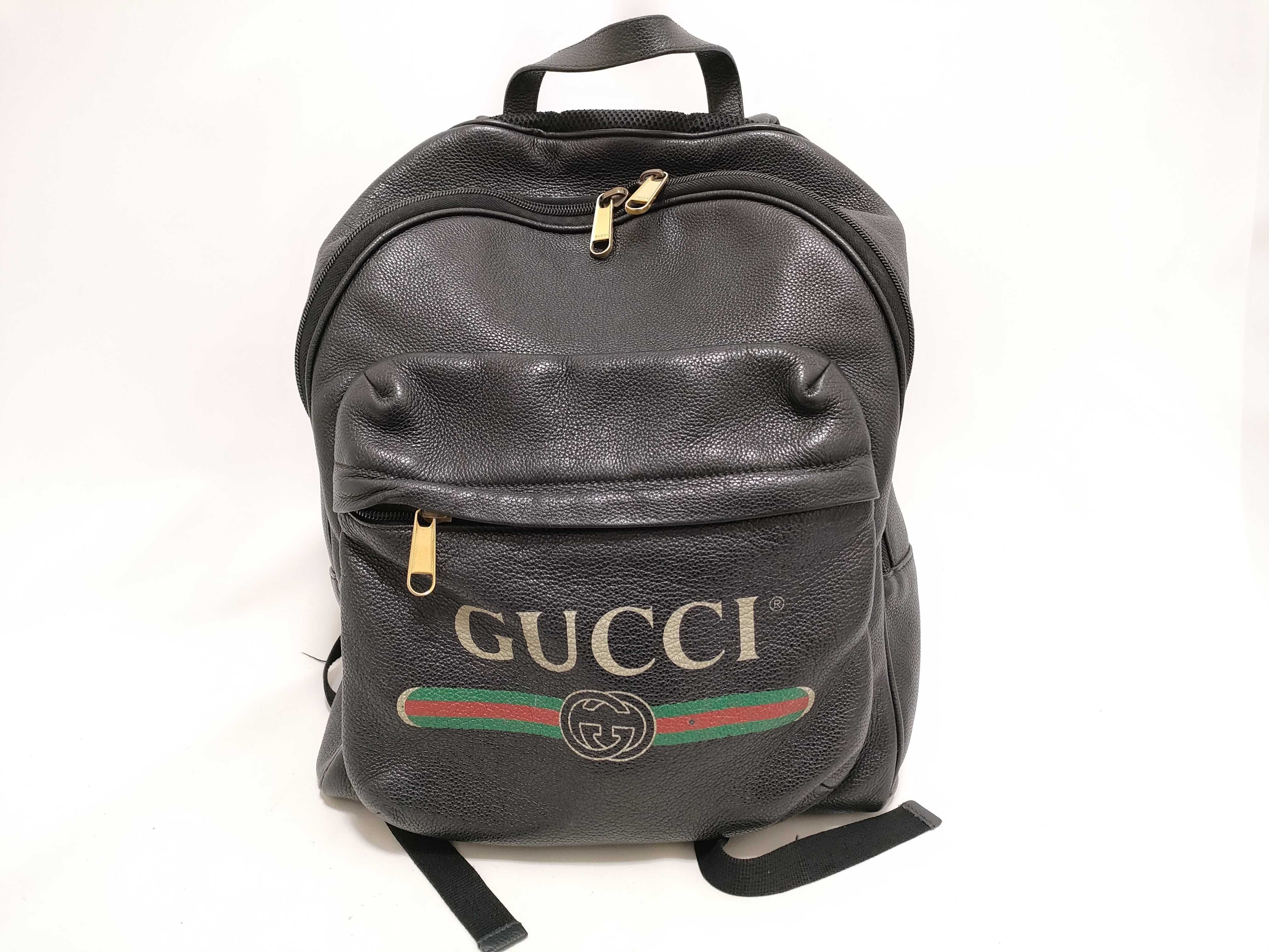 logo print leather backpack