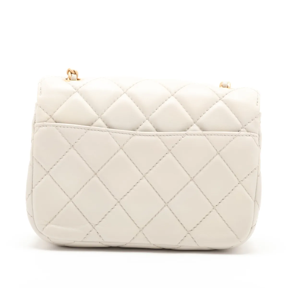 Mini Matelassé Lambskin Single Flap Single Chain Bag, Gray with Gold Hardware, TN2710LE, Random Plate — view 2