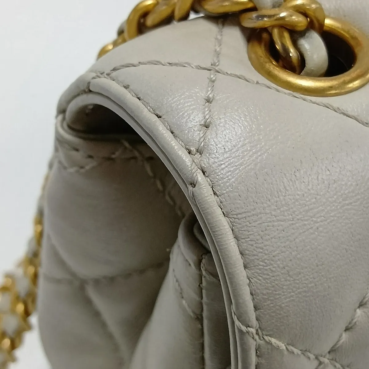 Mini Matelassé Lambskin Single Flap Single Chain Bag, Gray with Gold Hardware, TN2710LE, Random Plate — view 11