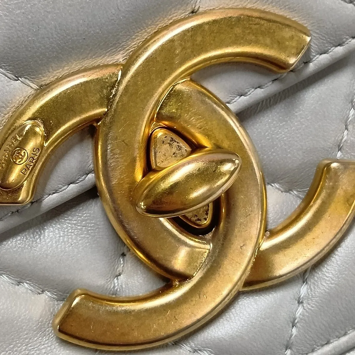 Mini Matelassé Lambskin Single Flap Single Chain Bag, Gray with Gold Hardware, TN2710LE, Random Plate — view 14
