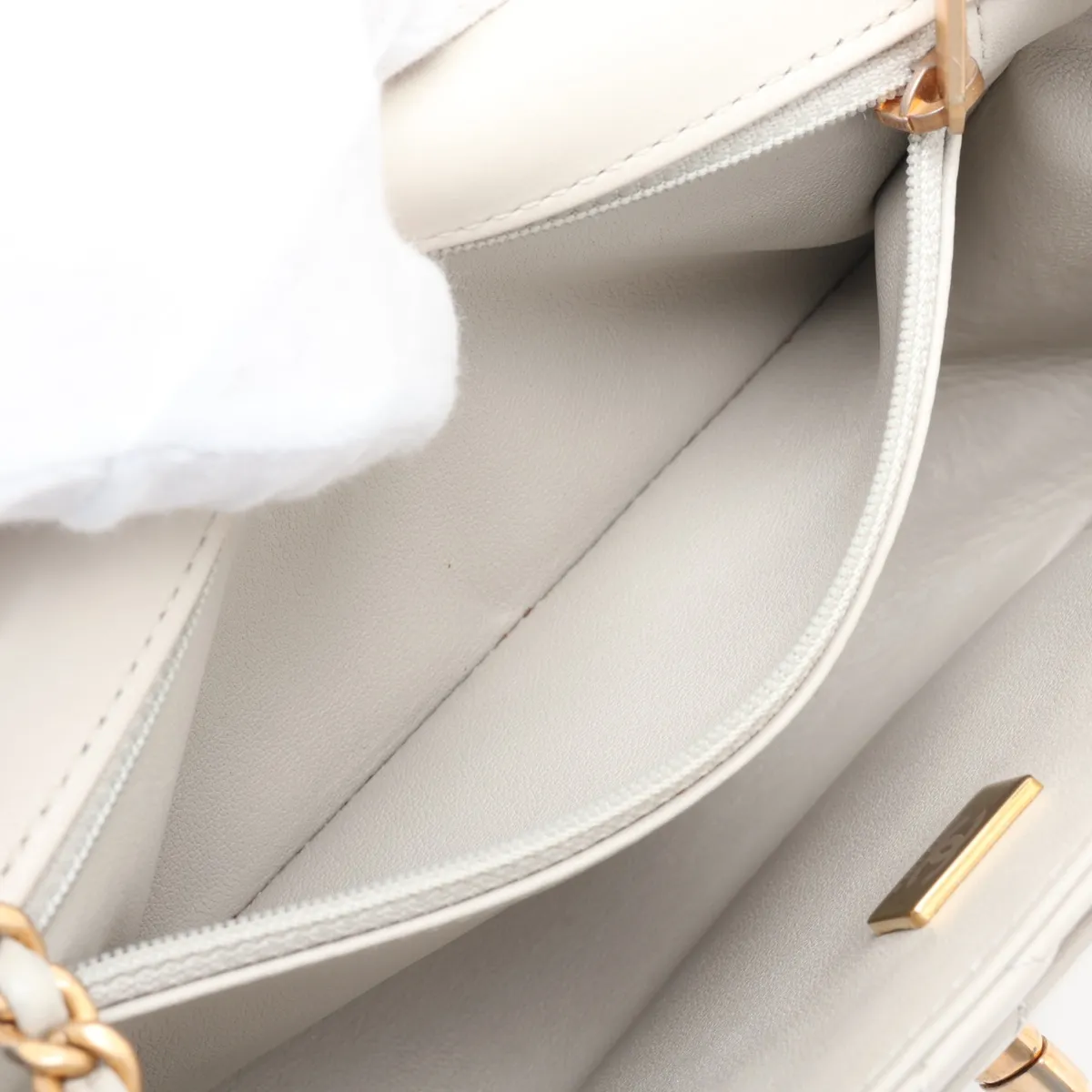 Mini Matelassé Lambskin Single Flap Single Chain Bag, Gray with Gold Hardware, TN2710LE, Random Plate — view 7
