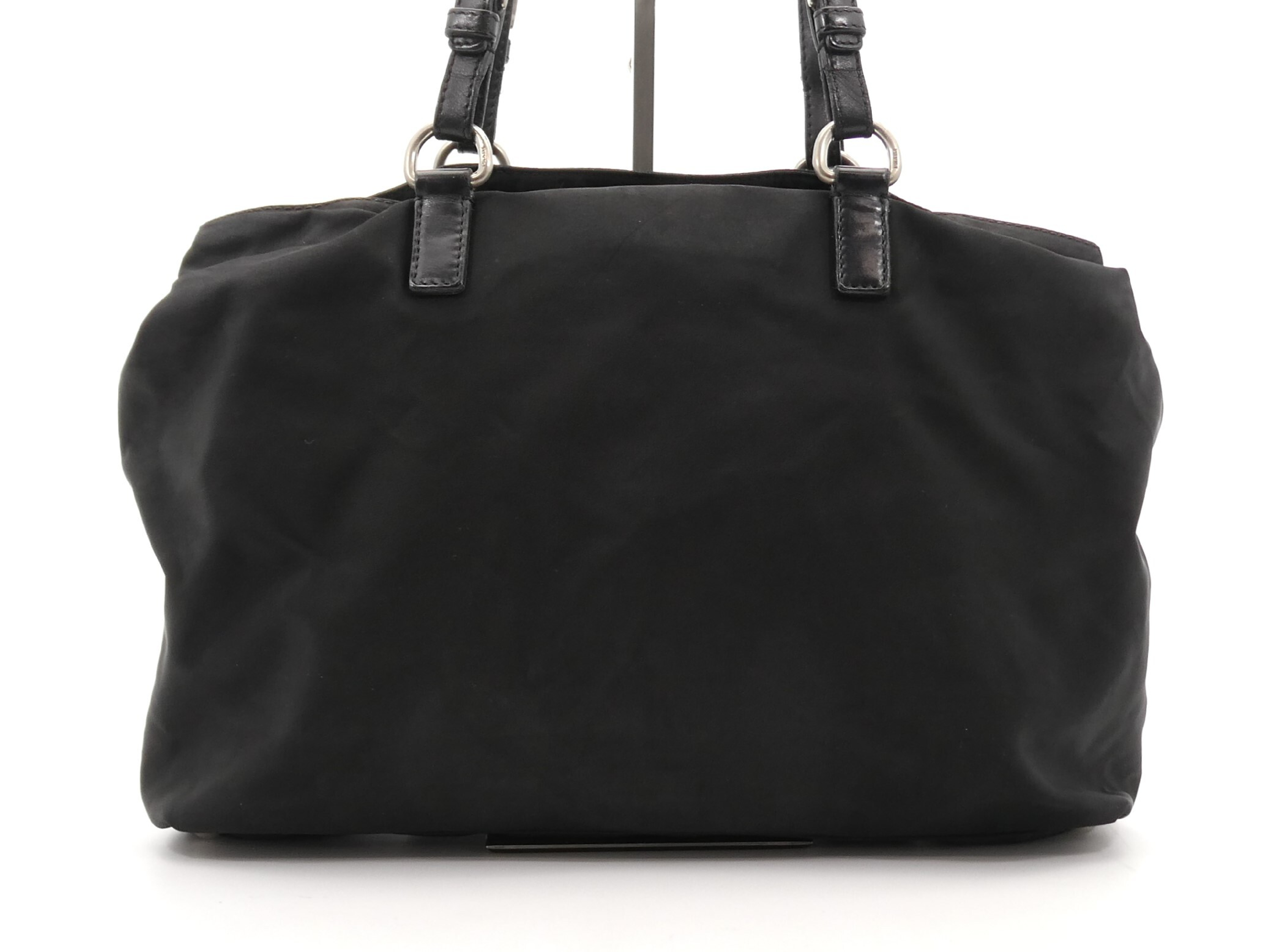 logo plate nylon leather shoulder bag — view 2