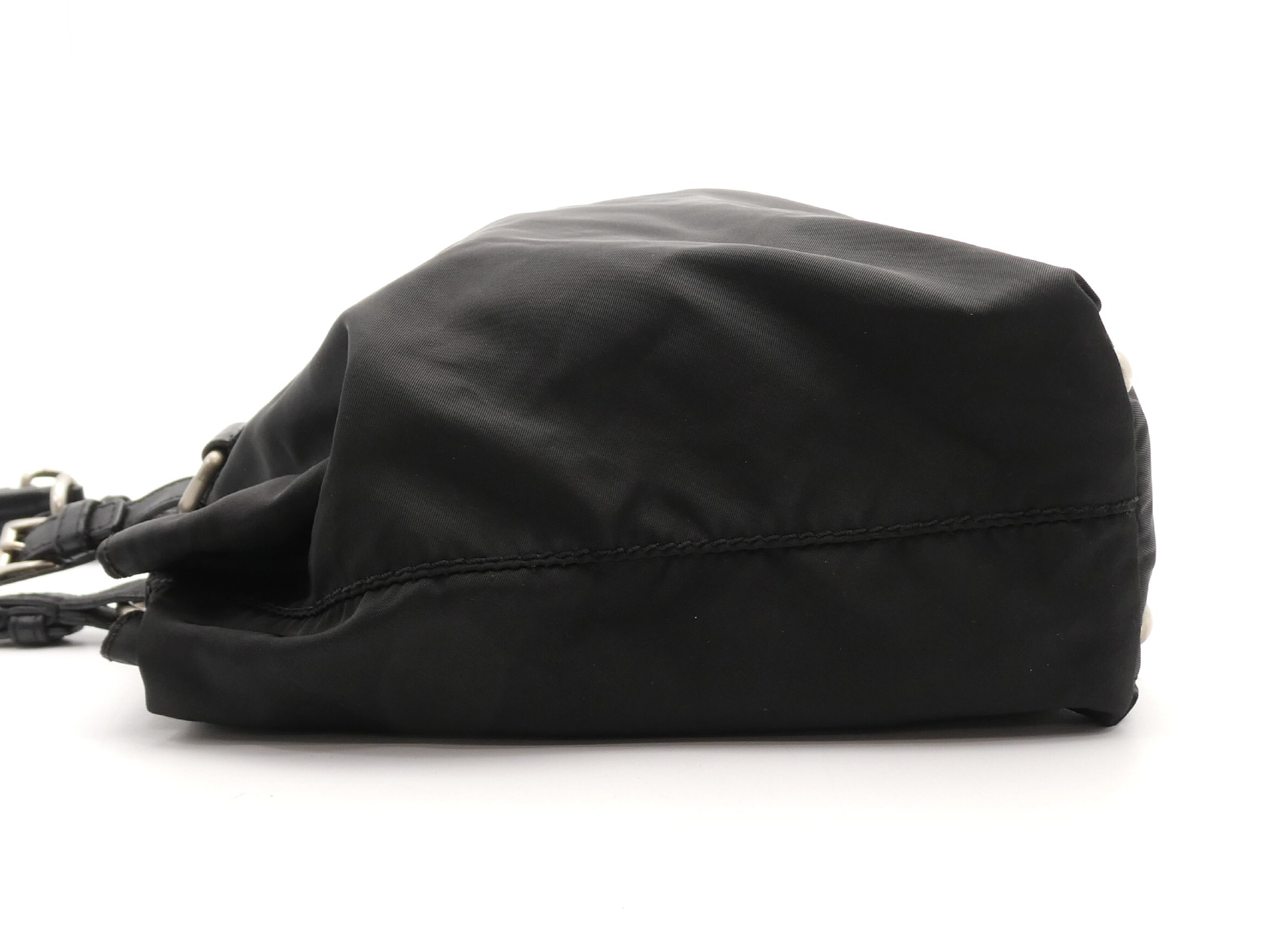 logo plate nylon leather shoulder bag — view 3