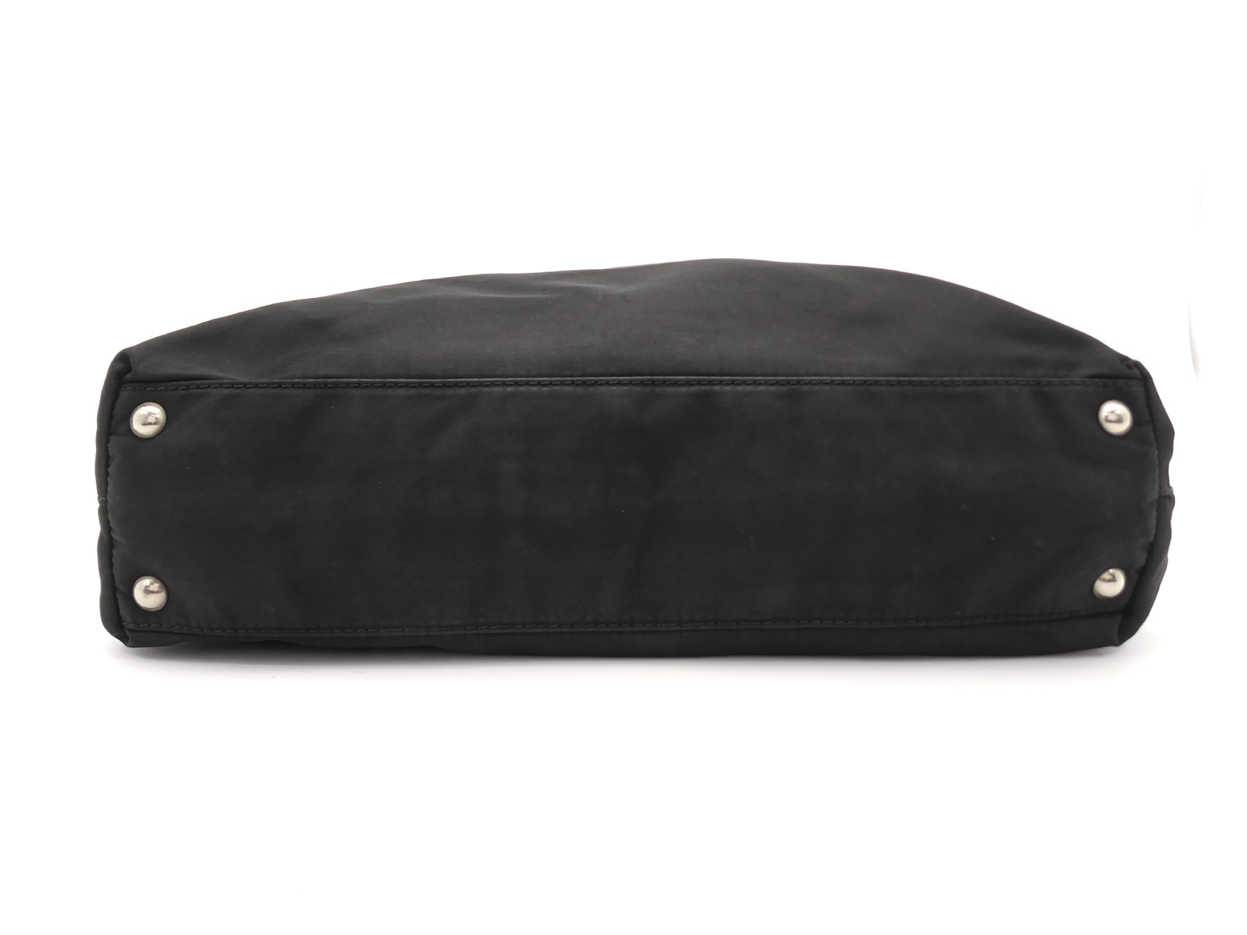 logo plate nylon leather shoulder bag — view 5