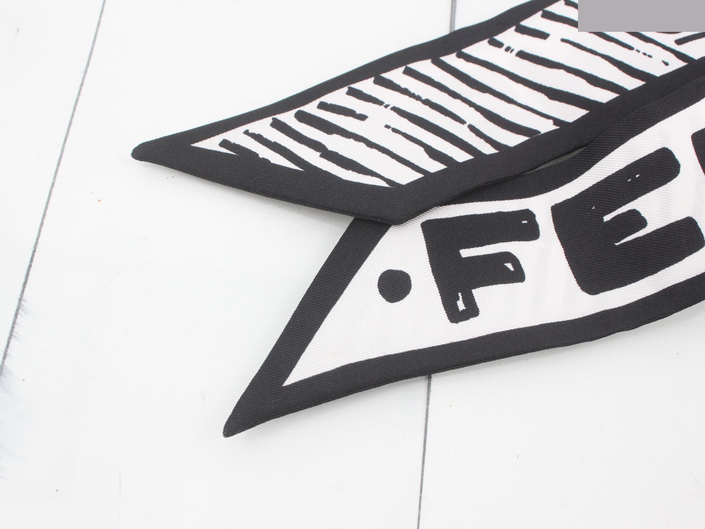 Logo Twilly Scarf, Silk, Black & White — view 3