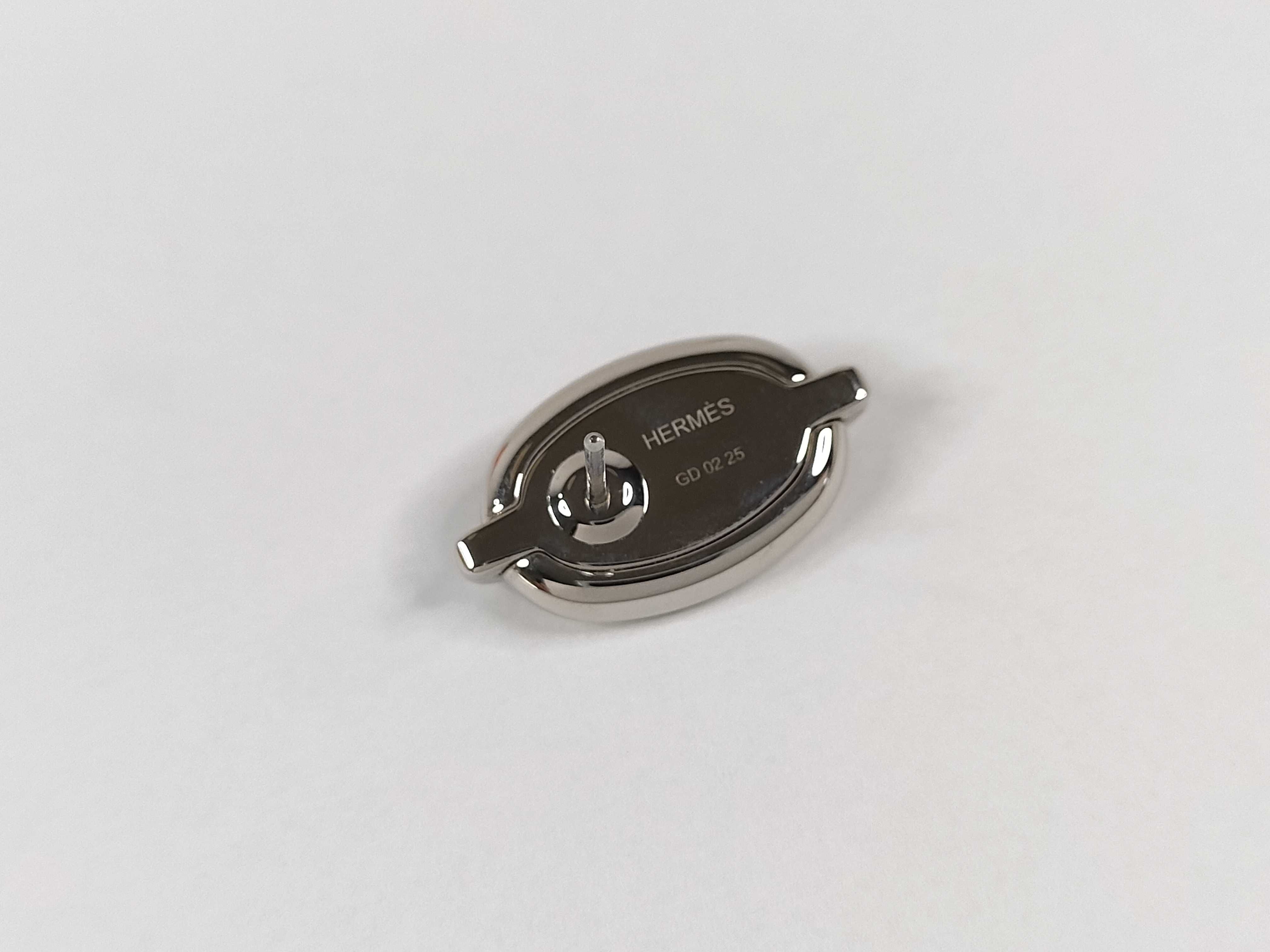 Mini Maillon Earrings, White, Silver Hardware, Hermes Earrings — view 5
