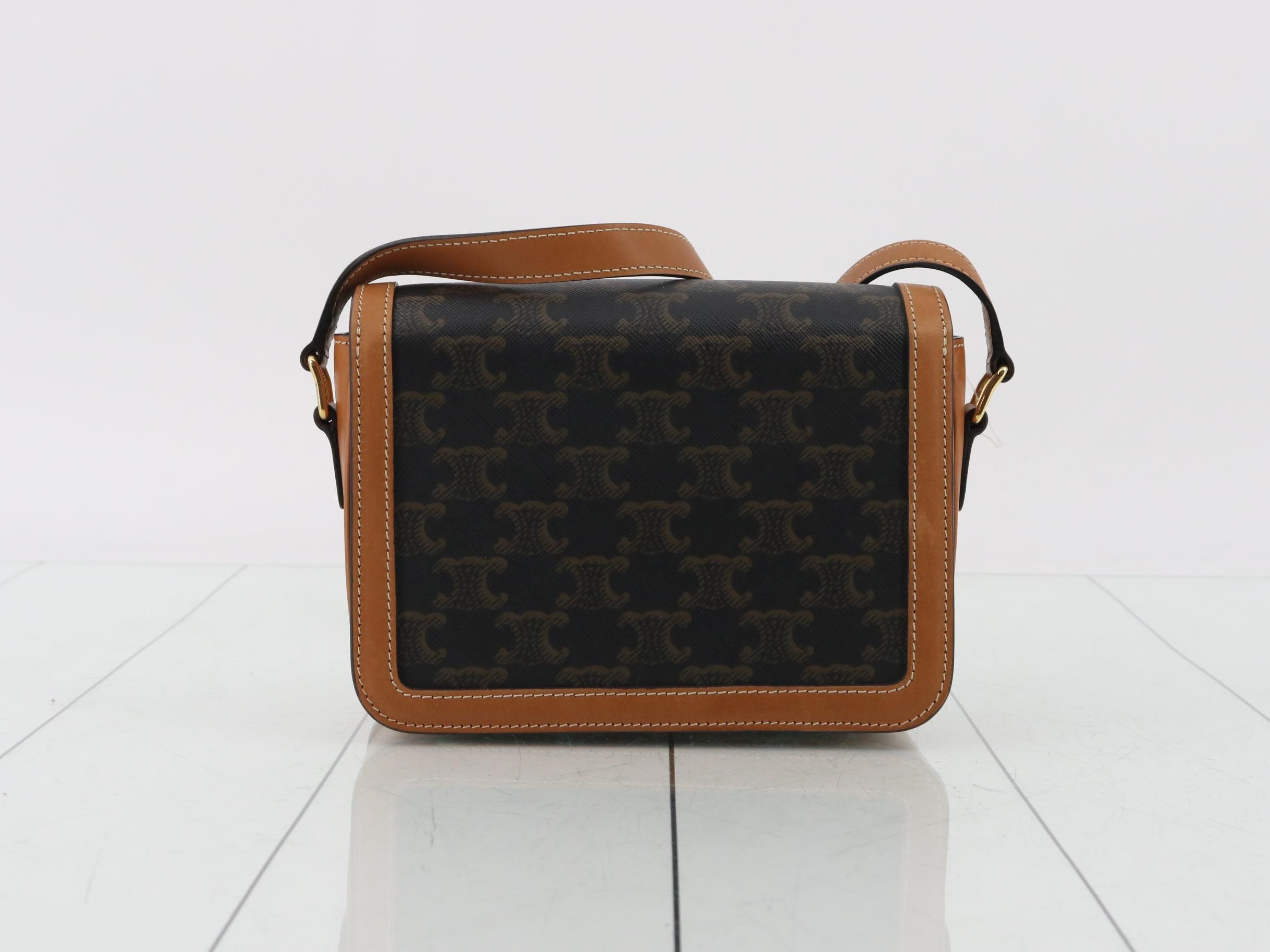 Triomphe PVC/Leather Shoulder Bag - Black/Light Brown — view 2