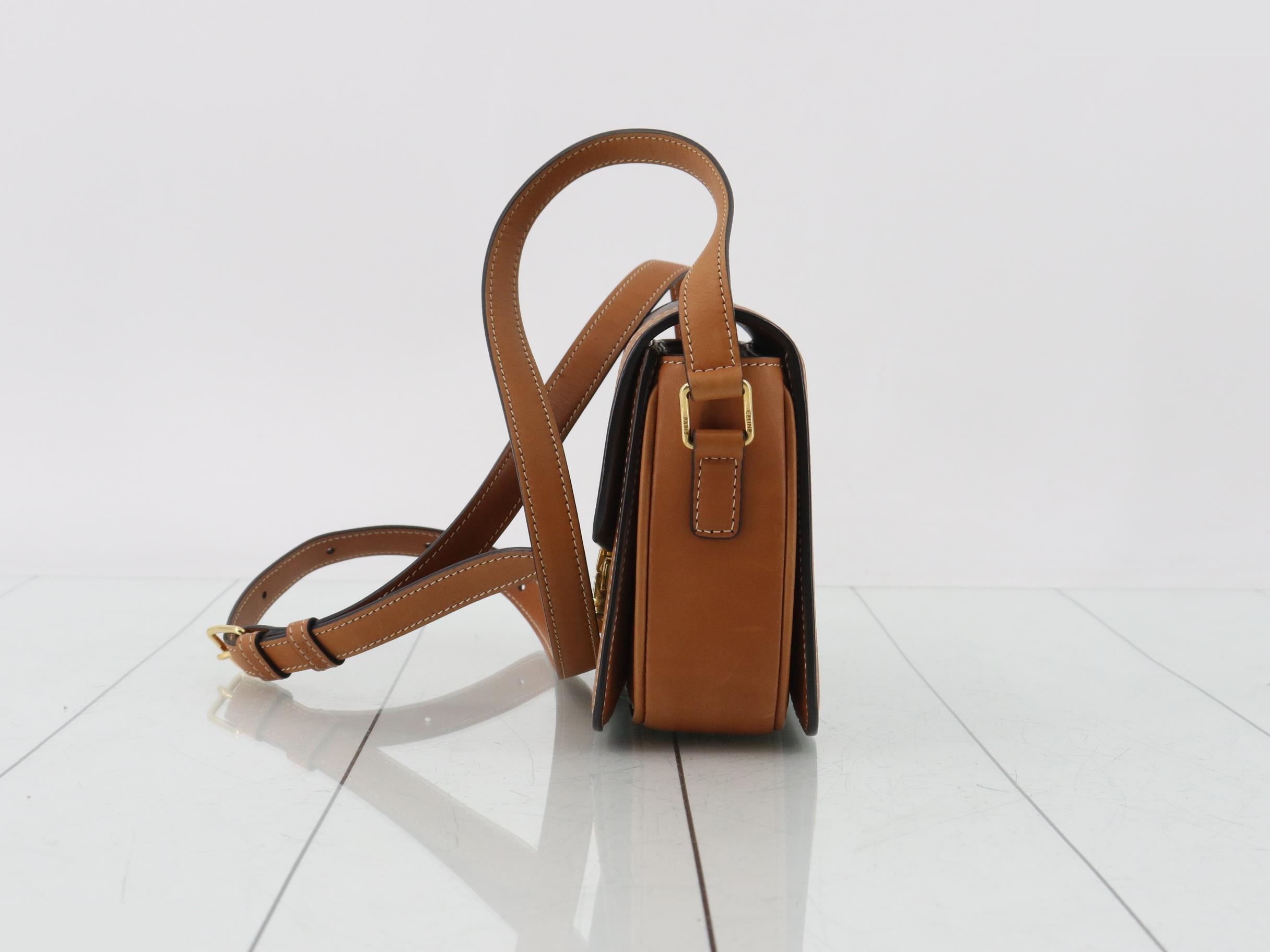 Triomphe PVC/Leather Shoulder Bag - Black/Light Brown — view 3