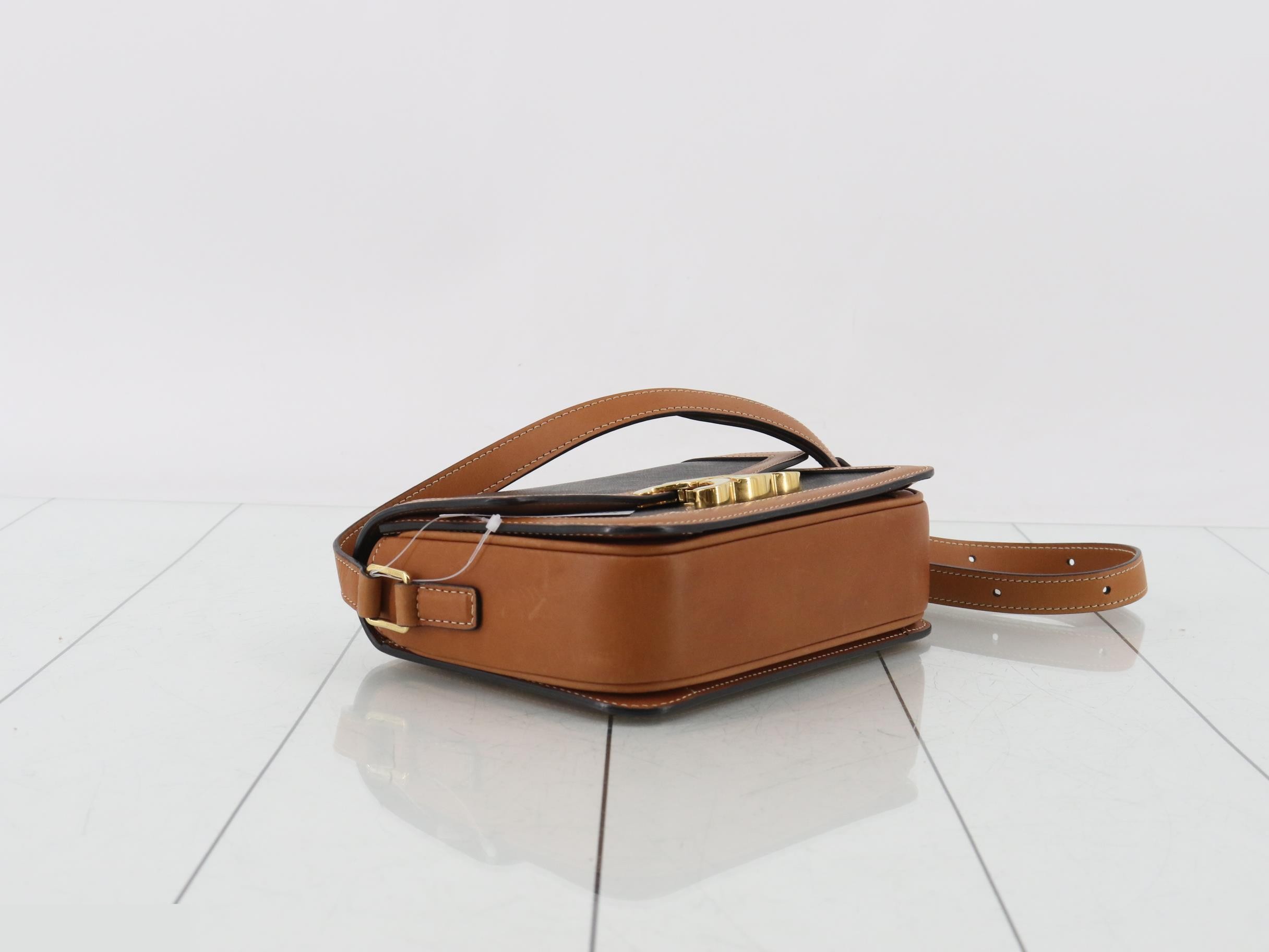 Triomphe PVC/Leather Shoulder Bag - Black/Light Brown — view 5