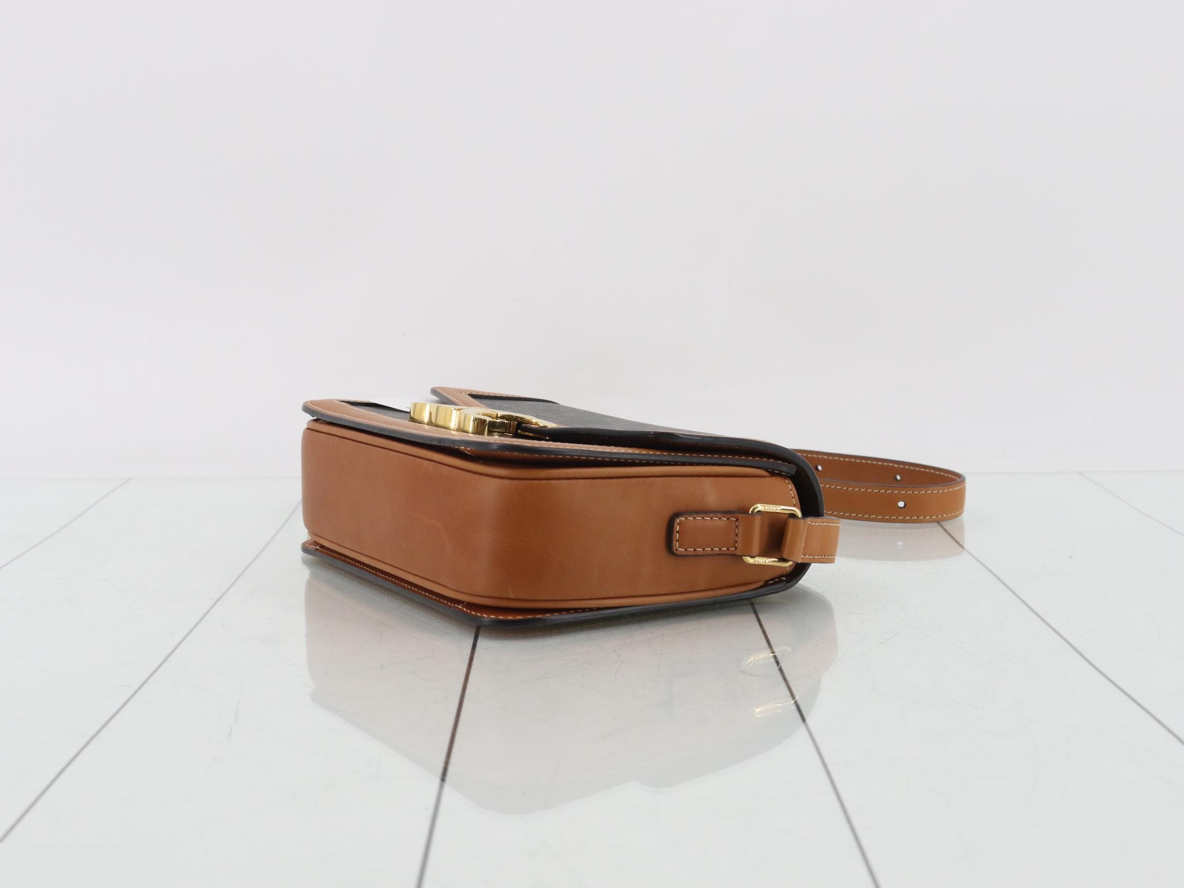 Triomphe PVC/Leather Shoulder Bag - Black/Light Brown — view 6