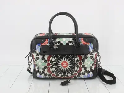 Paris Dubai 2-Way Travel Bag, Patent Leather x Calf Leather, Multicolor