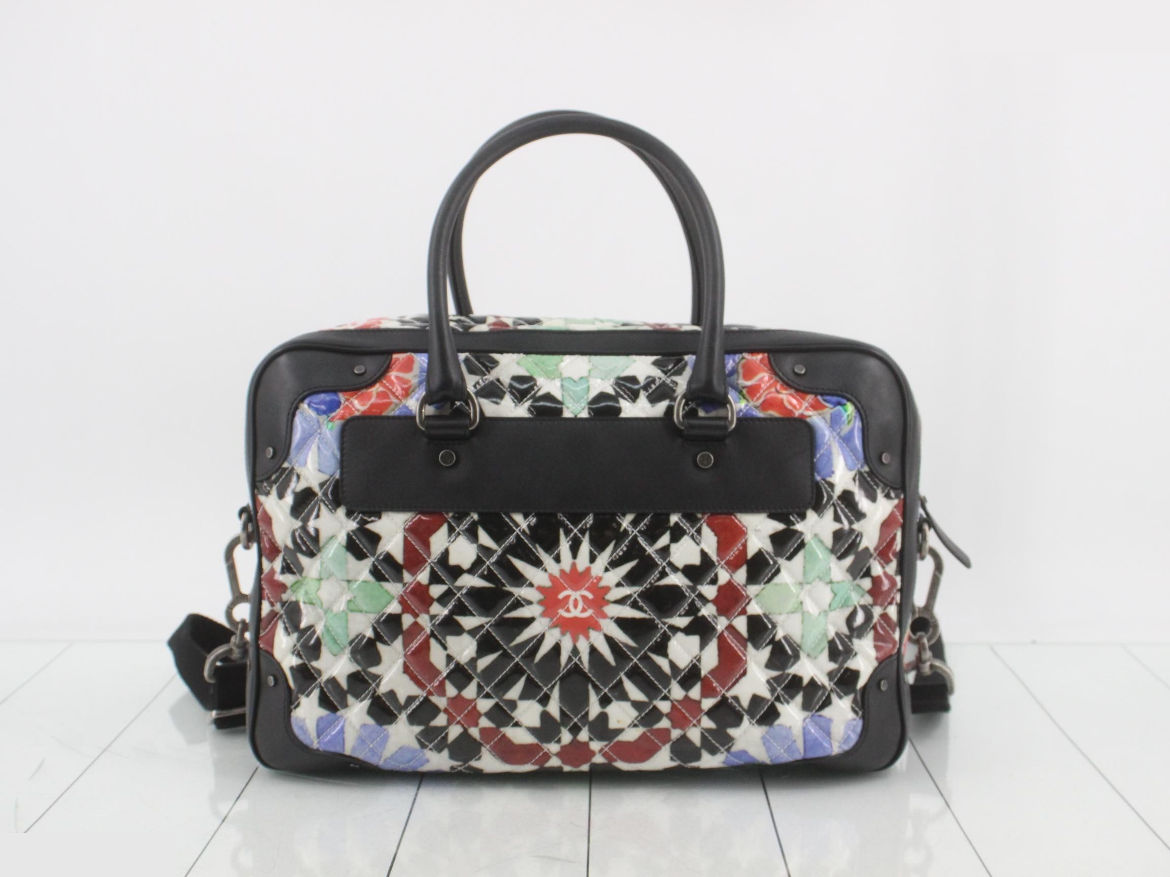 Paris Dubai 2-Way Travel Bag, Patent Leather x Calf Leather, Multicolor — view 2