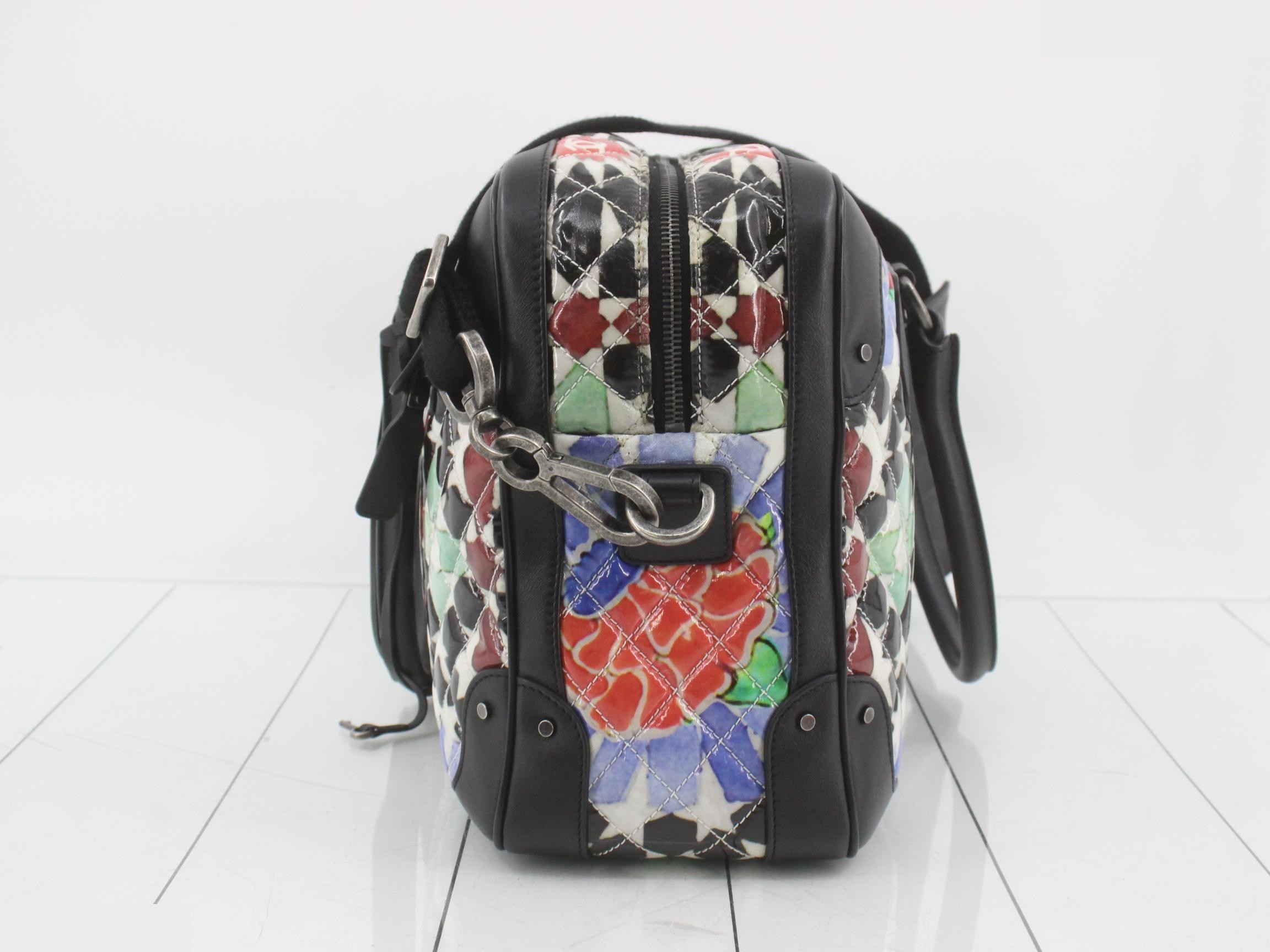 Paris Dubai 2-Way Travel Bag, Patent Leather x Calf Leather, Multicolor — view 3