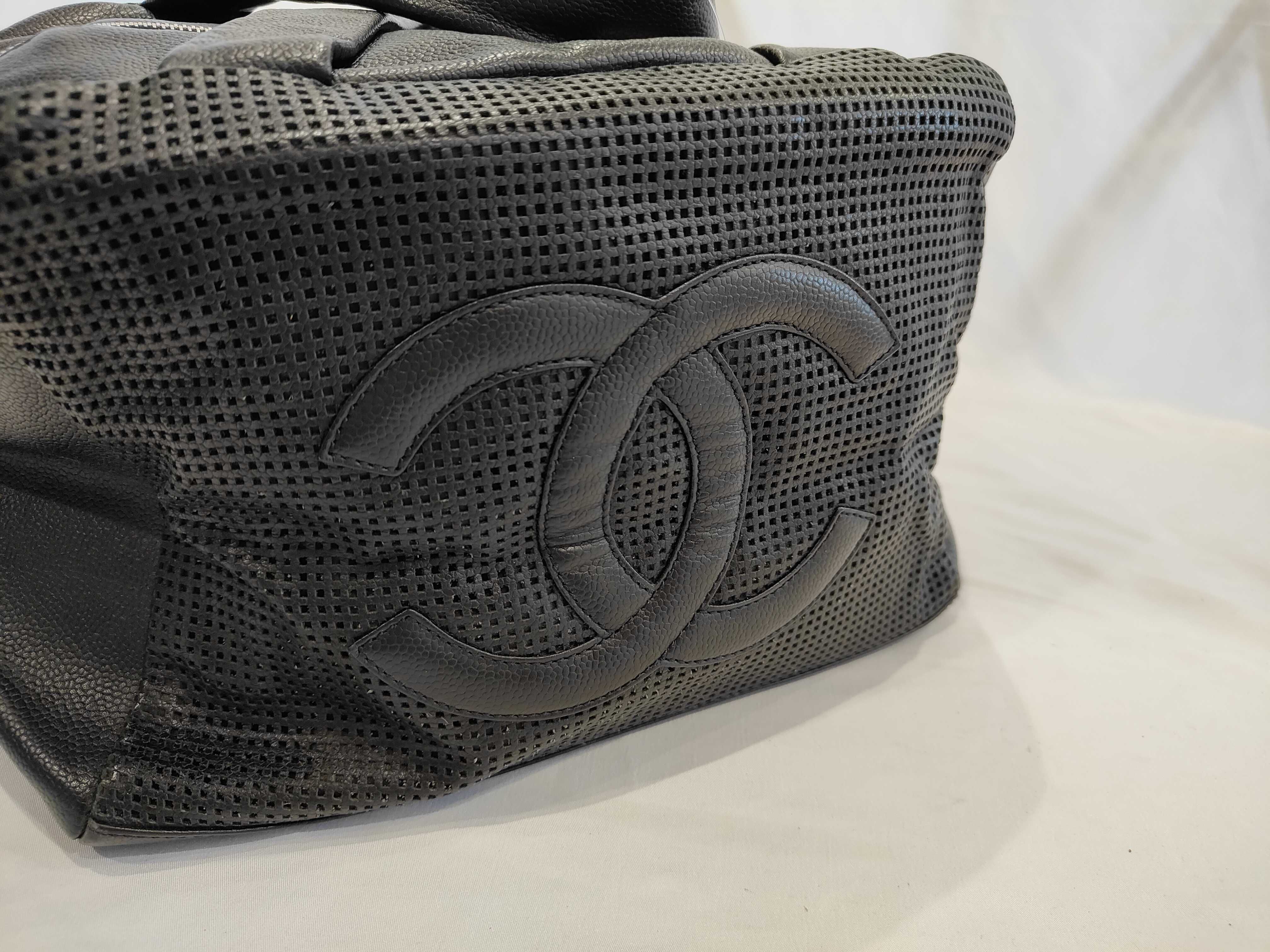 Caviar Skin Perforated Mini Boston Bag / Coco Mark / Leather / Women's — view 11