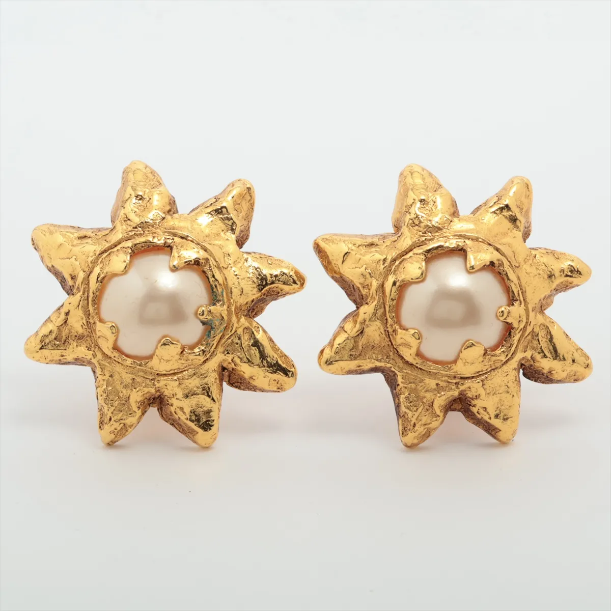 earrings (for both ears), GP x faux pearl, gold,
