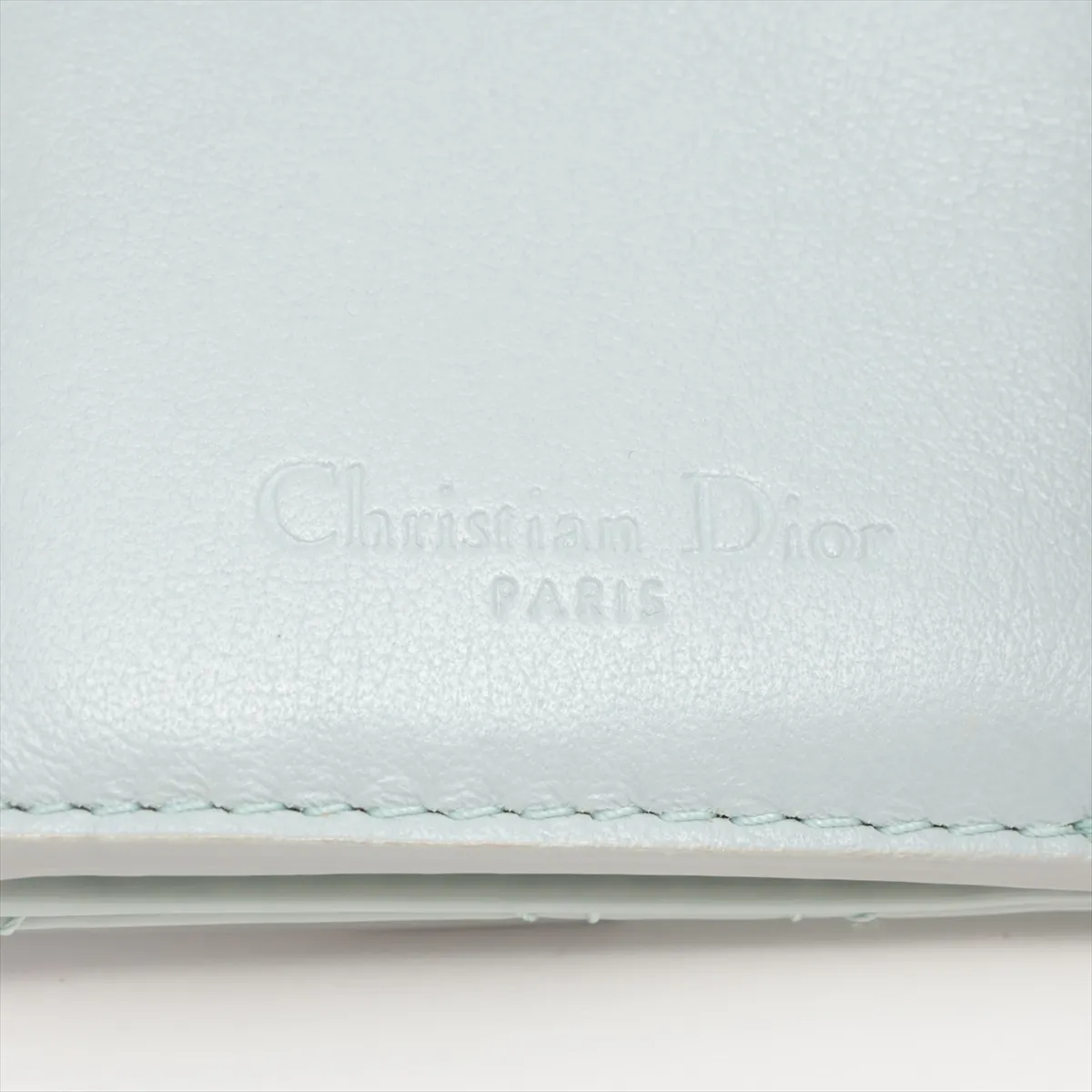 Lady Dior Cannage Patent Leather Compact Wallet Green — view 7