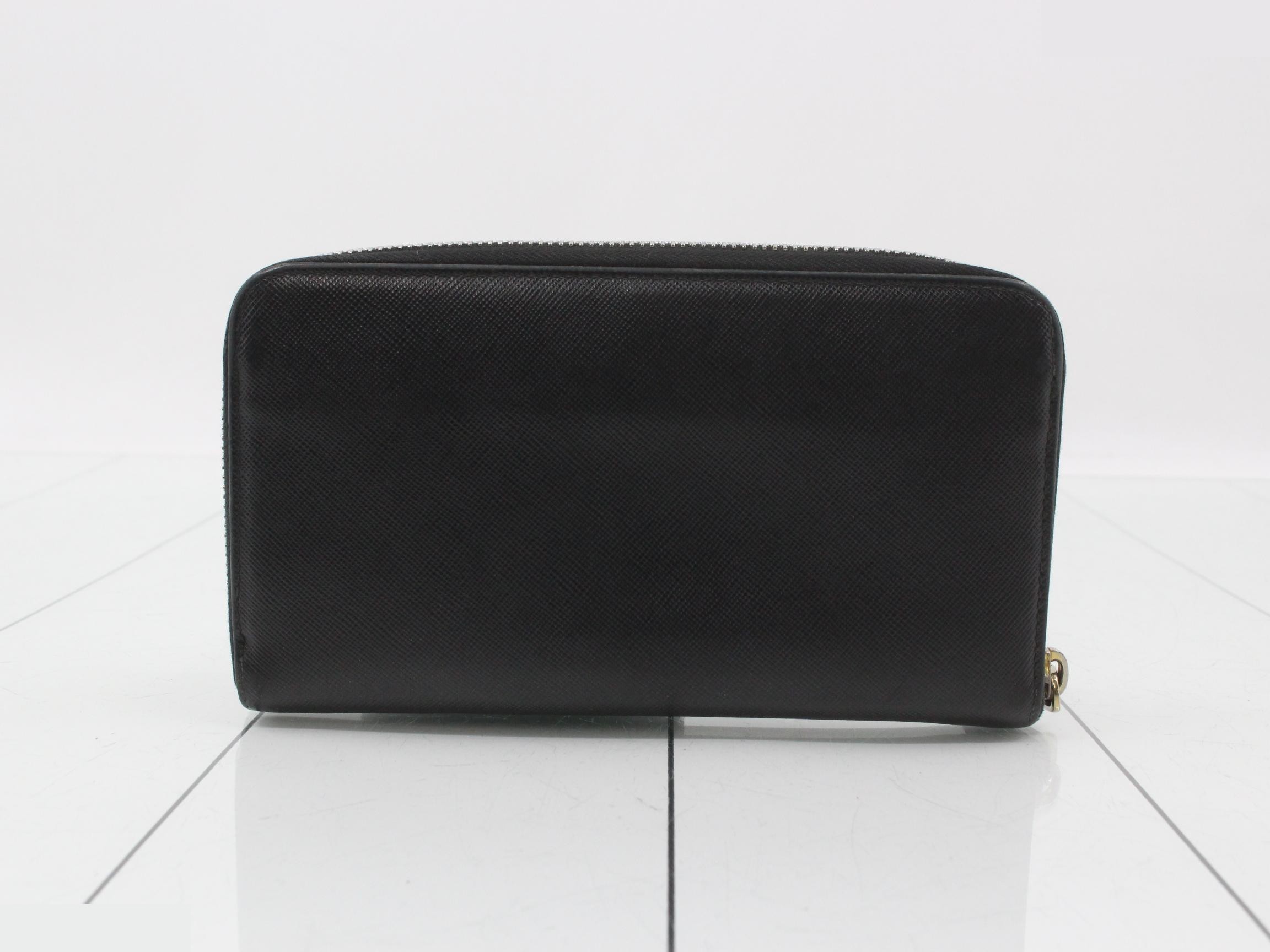 Round zipper long wallet, bag/wallet, black — view 2