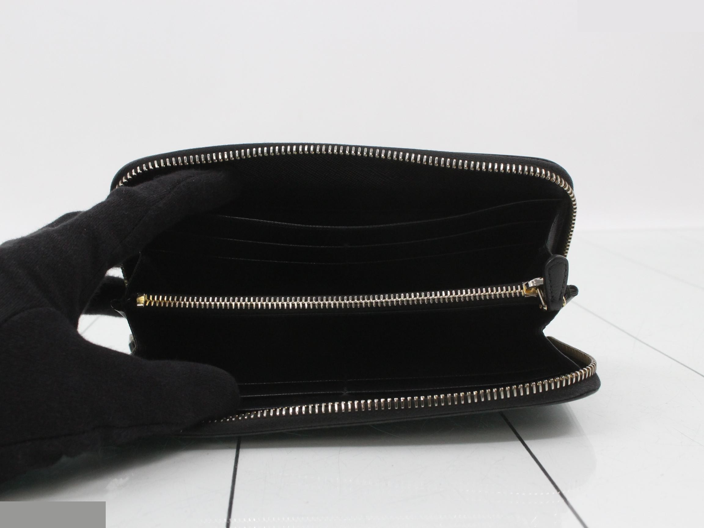 Round zipper long wallet, bag/wallet, black — view 4
