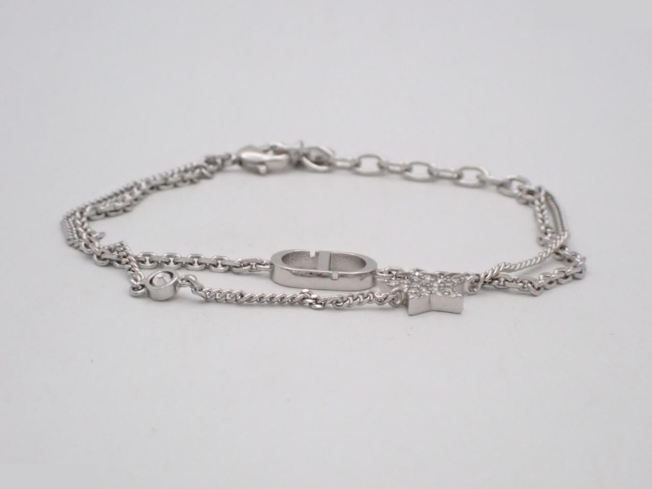 CD Star Rhinestone Bracelet, Silver, Wrist Circumference Approx. 18cm