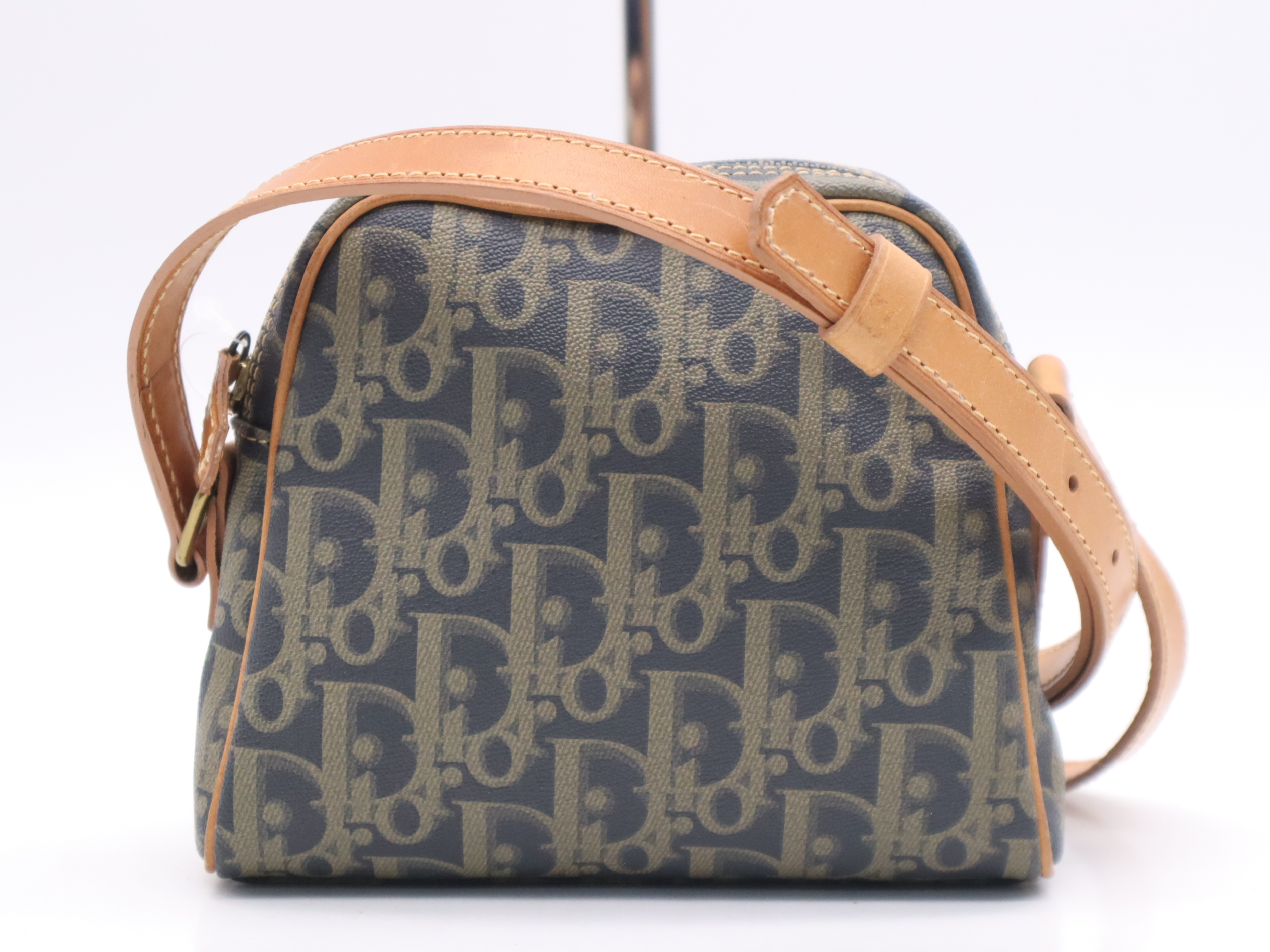PVC x Leather Vintage Trotter Shoulder Bag, Gray, Gold Hardware