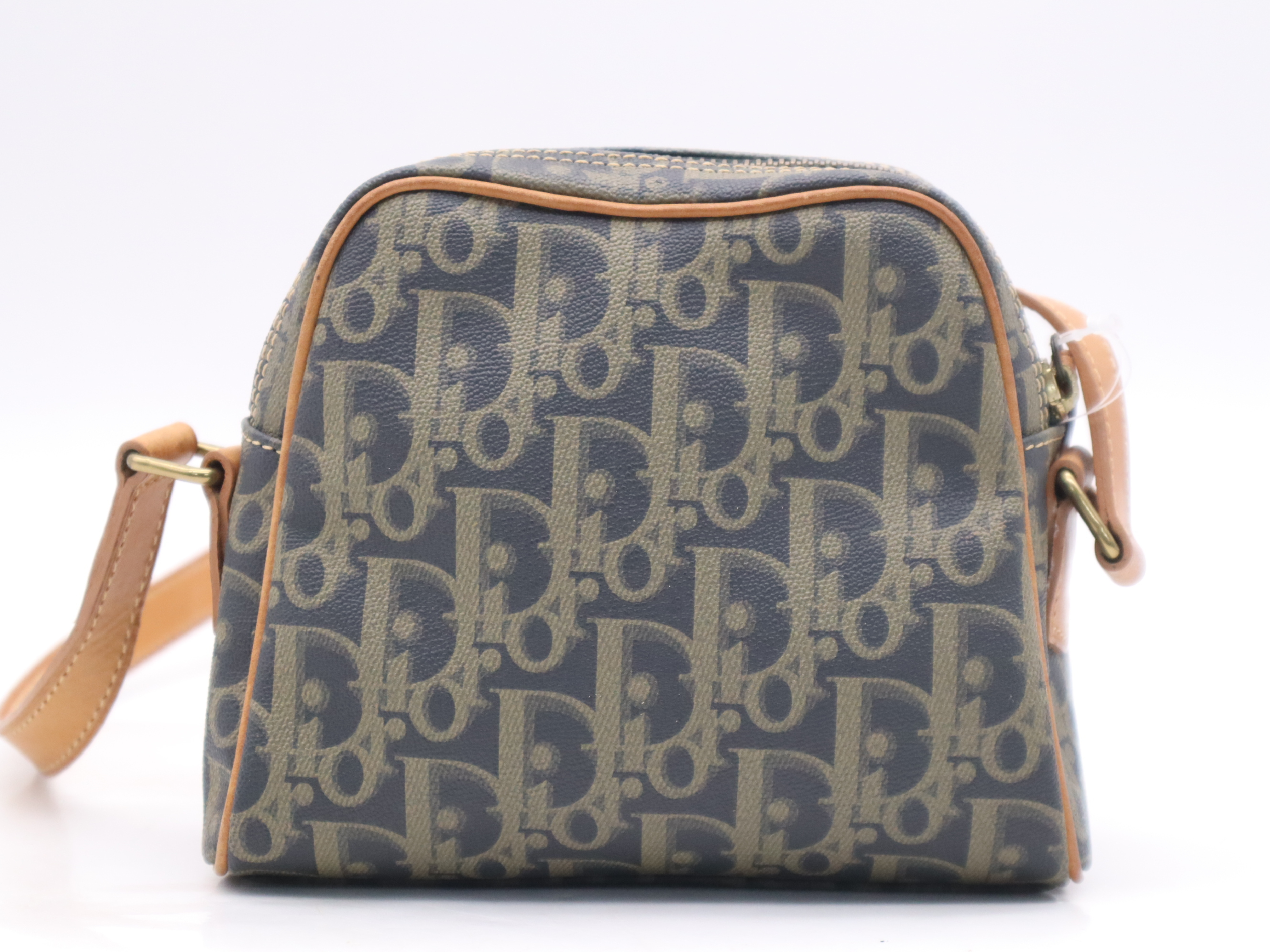 PVC x Leather Vintage Trotter Shoulder Bag, Gray, Gold Hardware — view 2