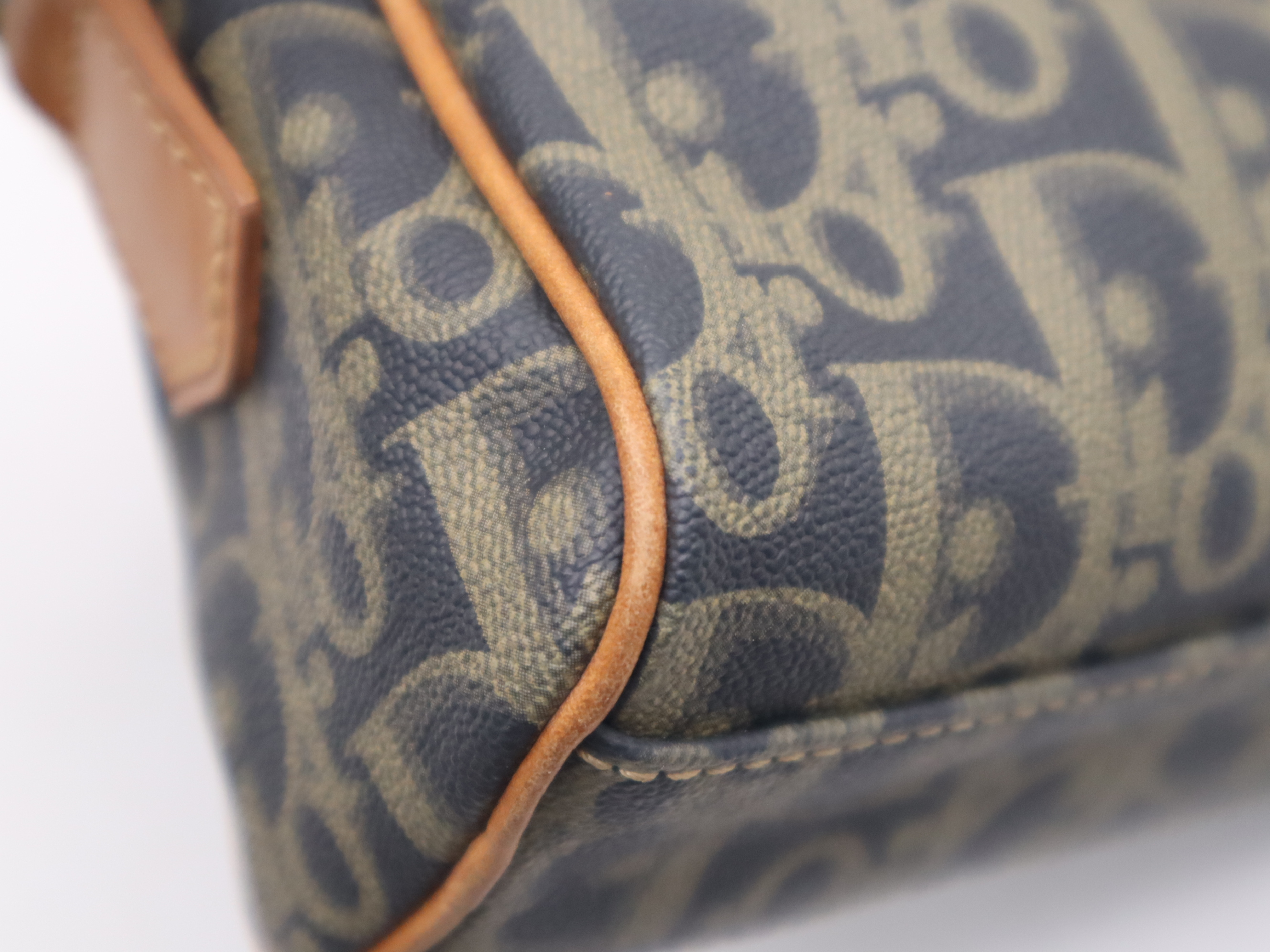 PVC x Leather Vintage Trotter Shoulder Bag, Gray, Gold Hardware — view 11