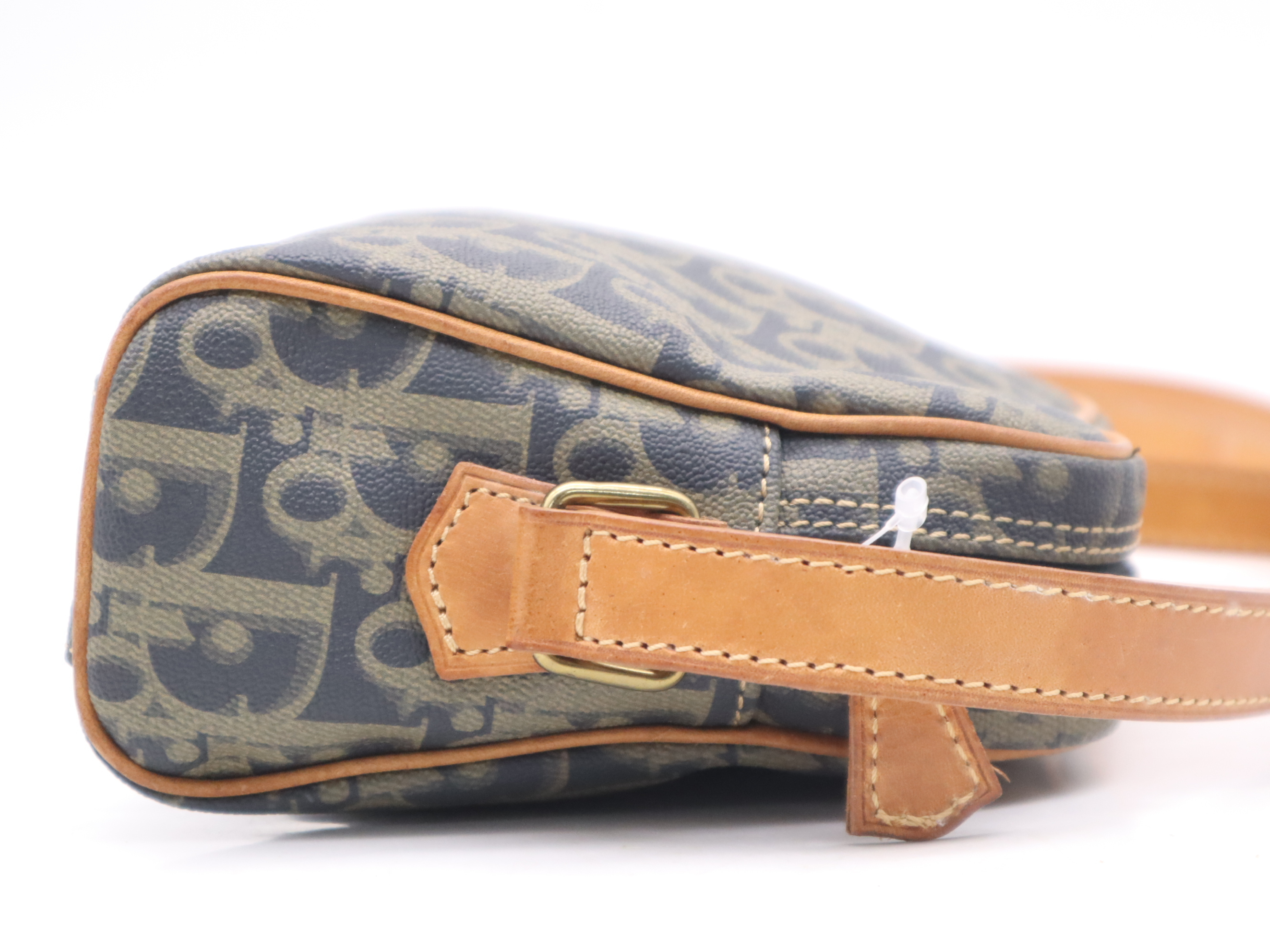 PVC x Leather Vintage Trotter Shoulder Bag, Gray, Gold Hardware — view 5