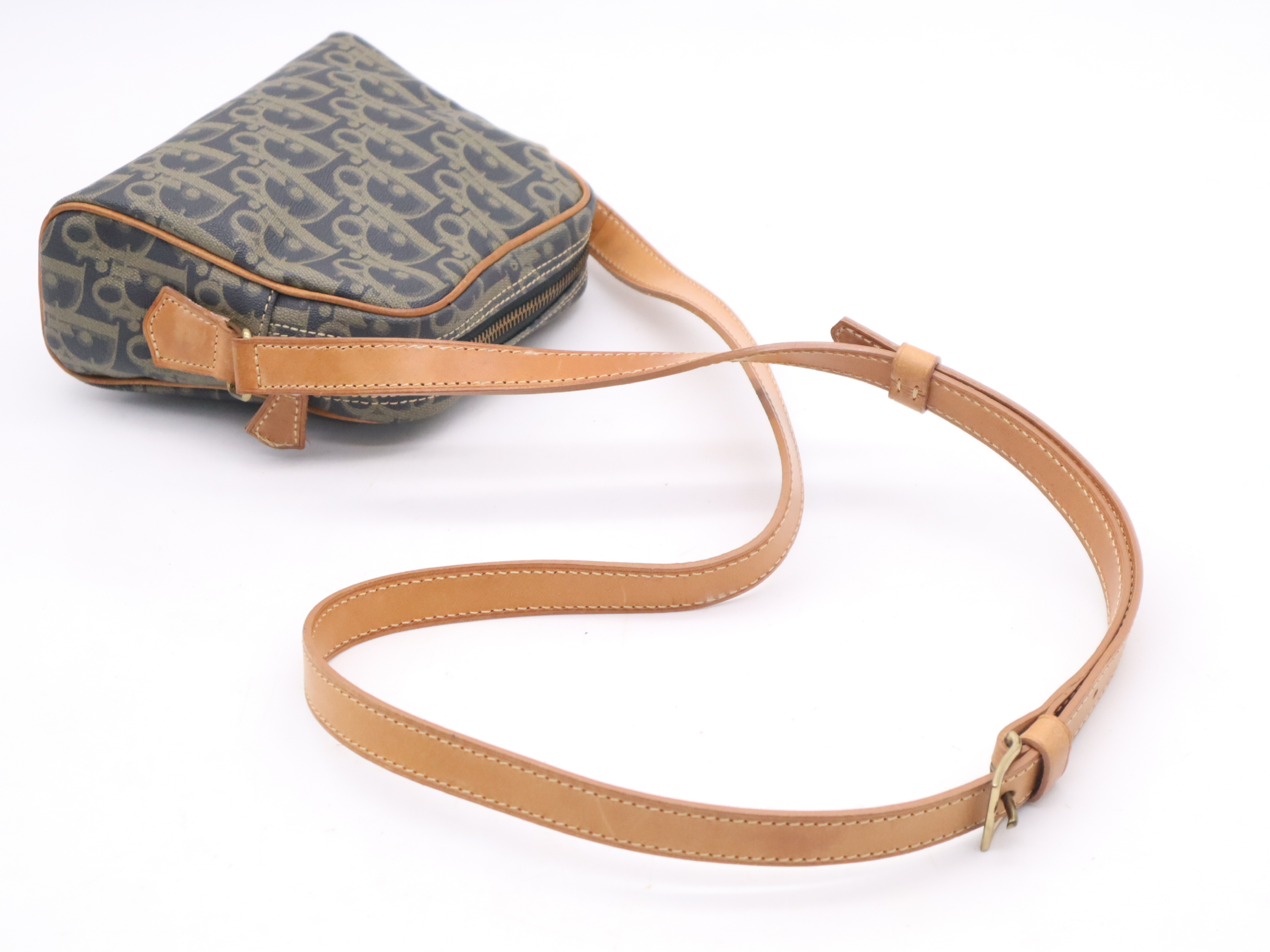 PVC x Leather Vintage Trotter Shoulder Bag, Gray, Gold Hardware — view 6
