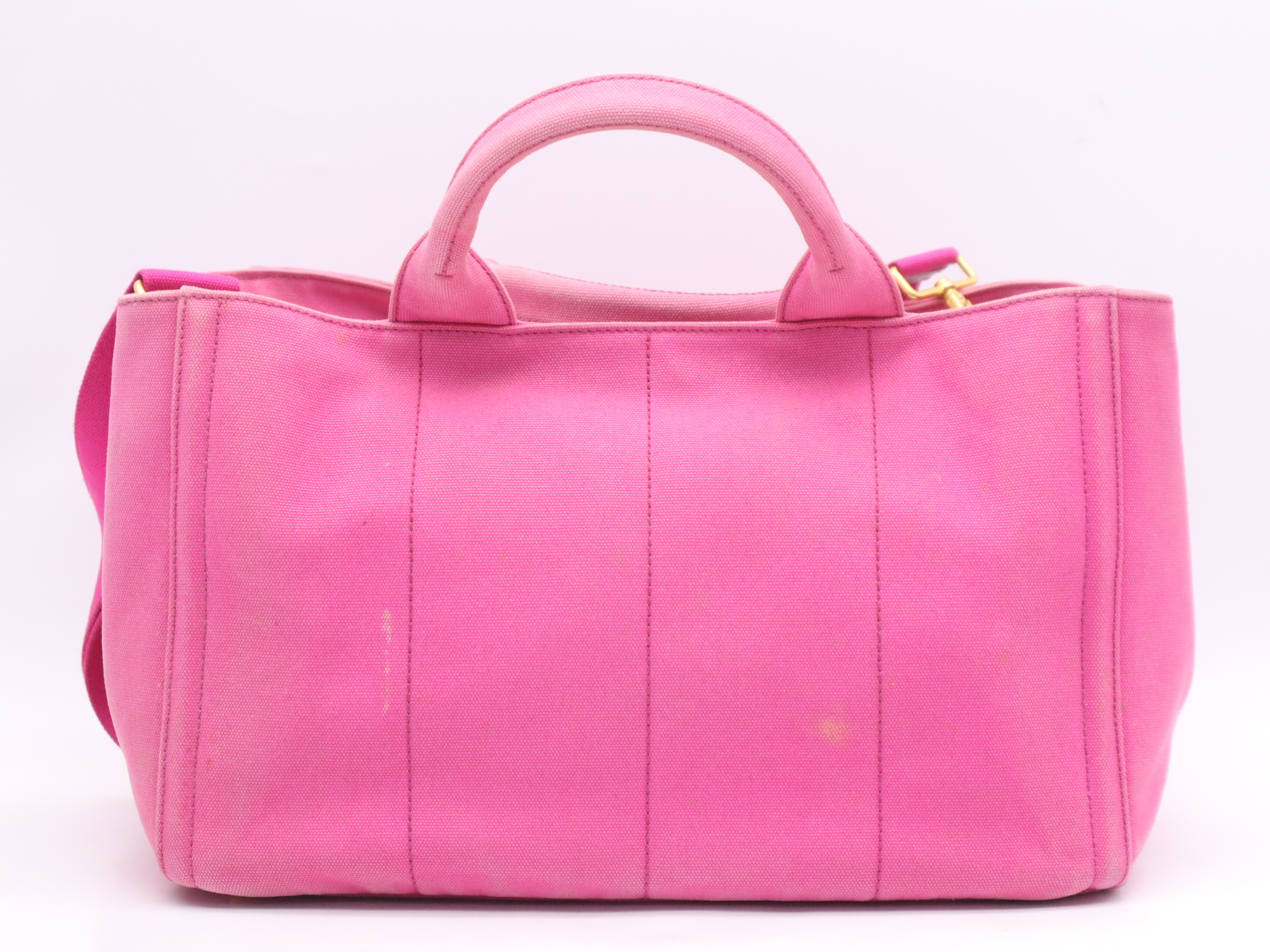 Denim Canapa Bijou Studded 2-Way Tote Bag, Pink, Gold Hardware, with Shoulder Strap, Handbag — view 2