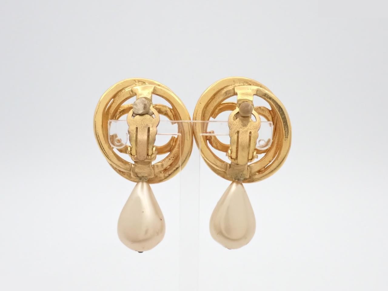 Stone Coco Mark Earrings, Size 28, Gold Color — view 2