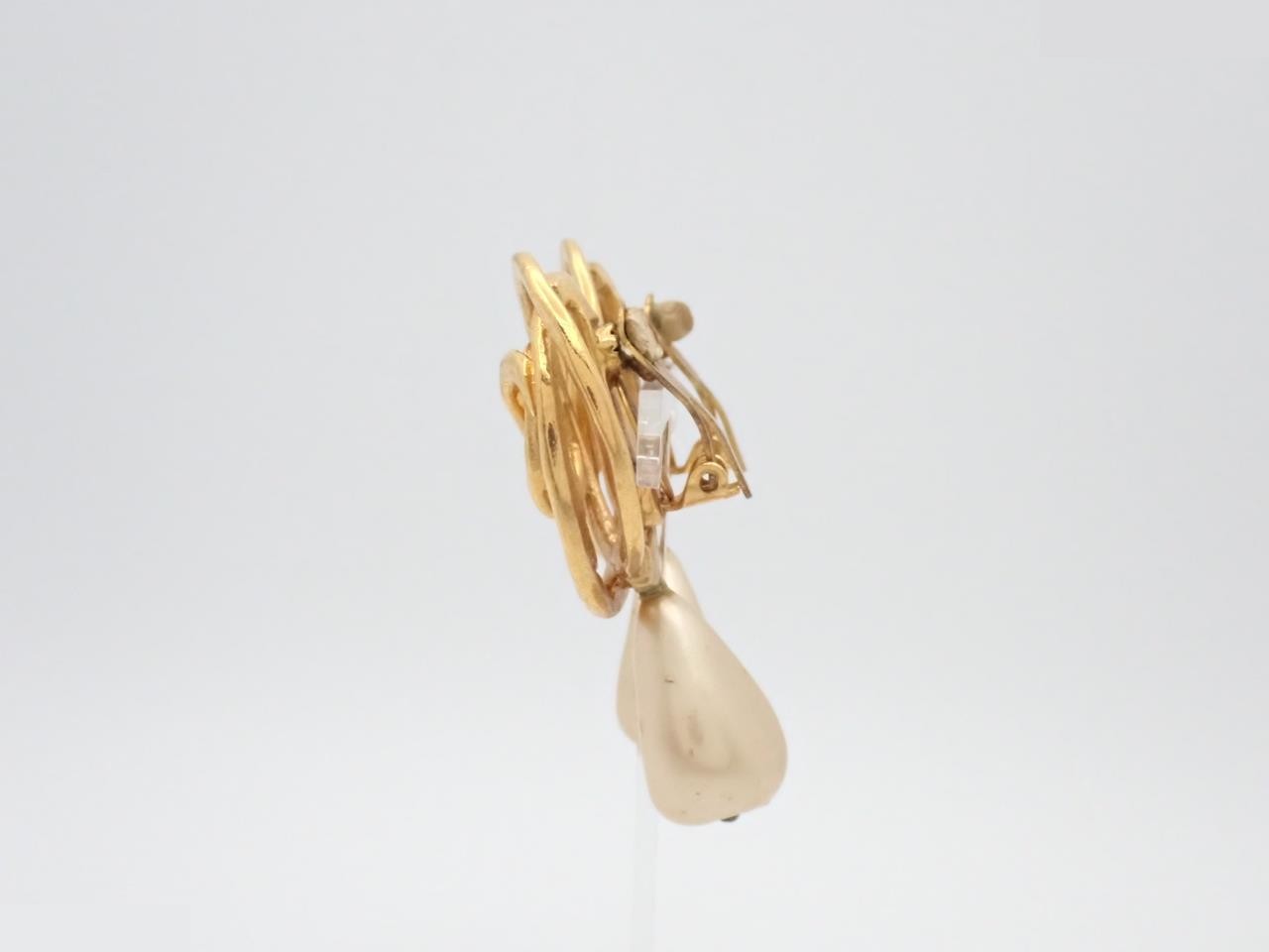 Stone Coco Mark Earrings, Size 28, Gold Color — view 3