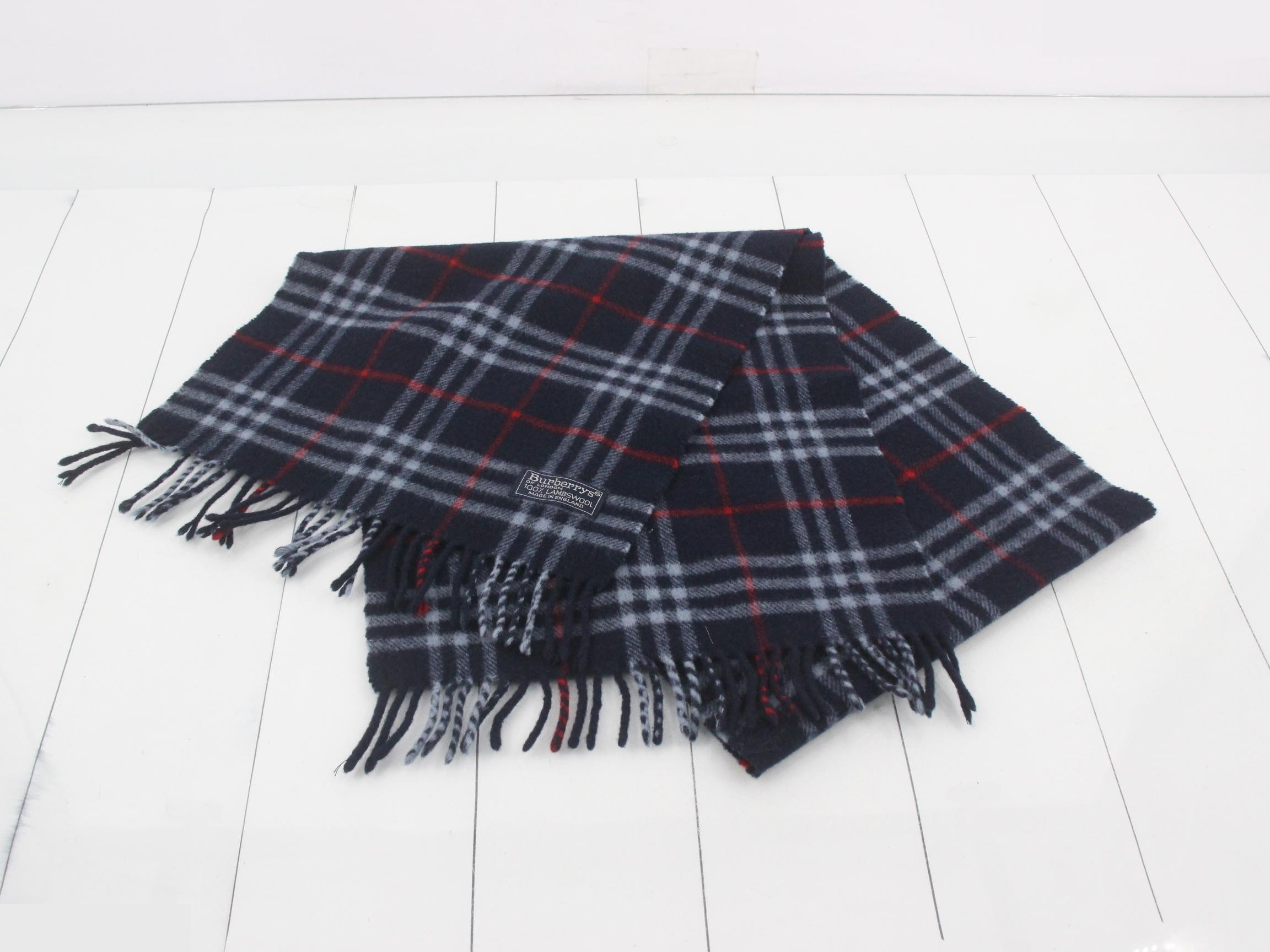 Nova Check Scarf, Navy, 100% Wool — view 2