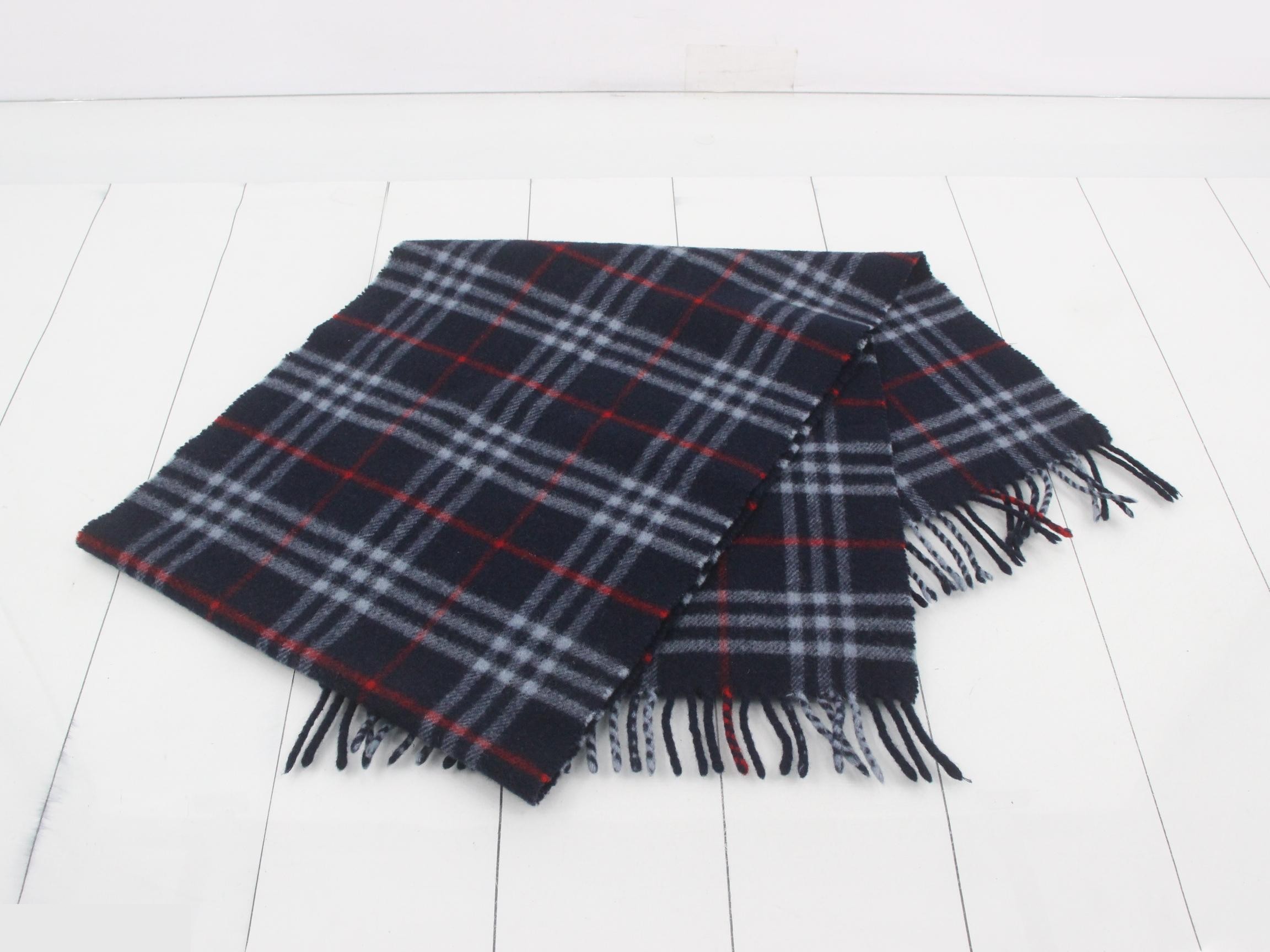 Nova Check Scarf, Navy, 100% Wool — view 3