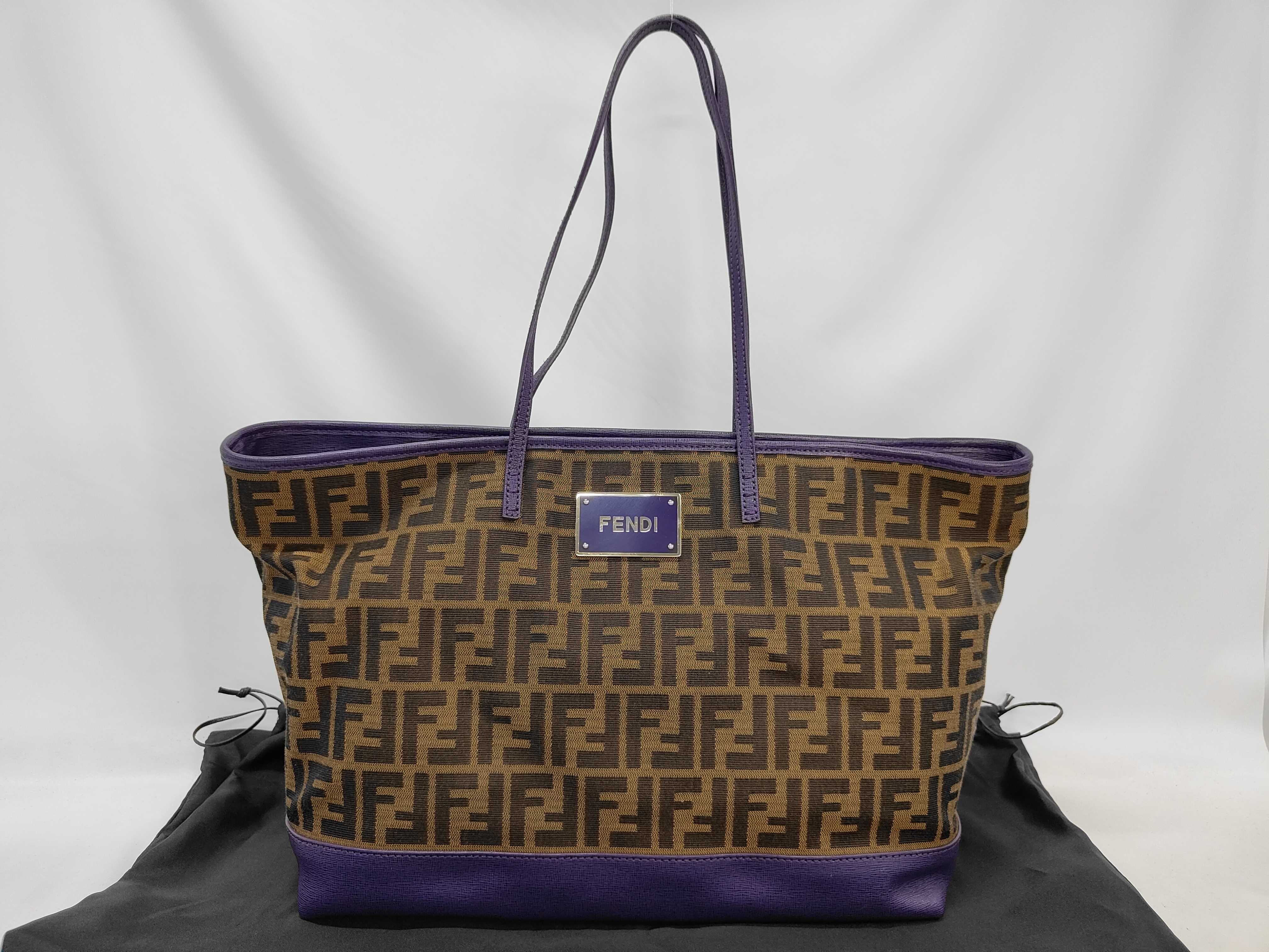 Zucca Canvas x PVC Tote Bag, Brown x Purple, 8BH185