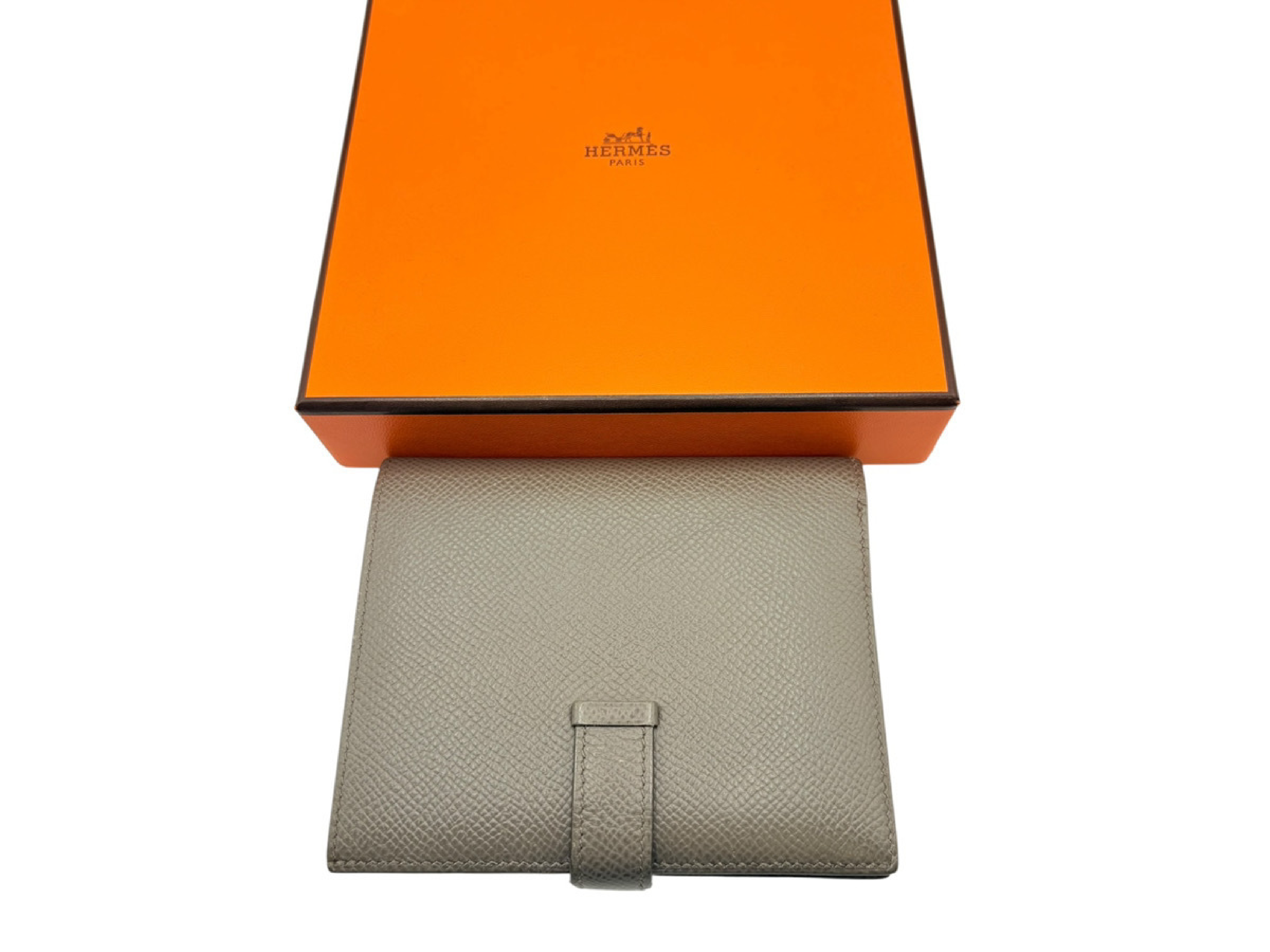Bearn Compact Wallet, Veau Epsom Leather, Etoupe, Gold Hardware, Y Stamp — view 2