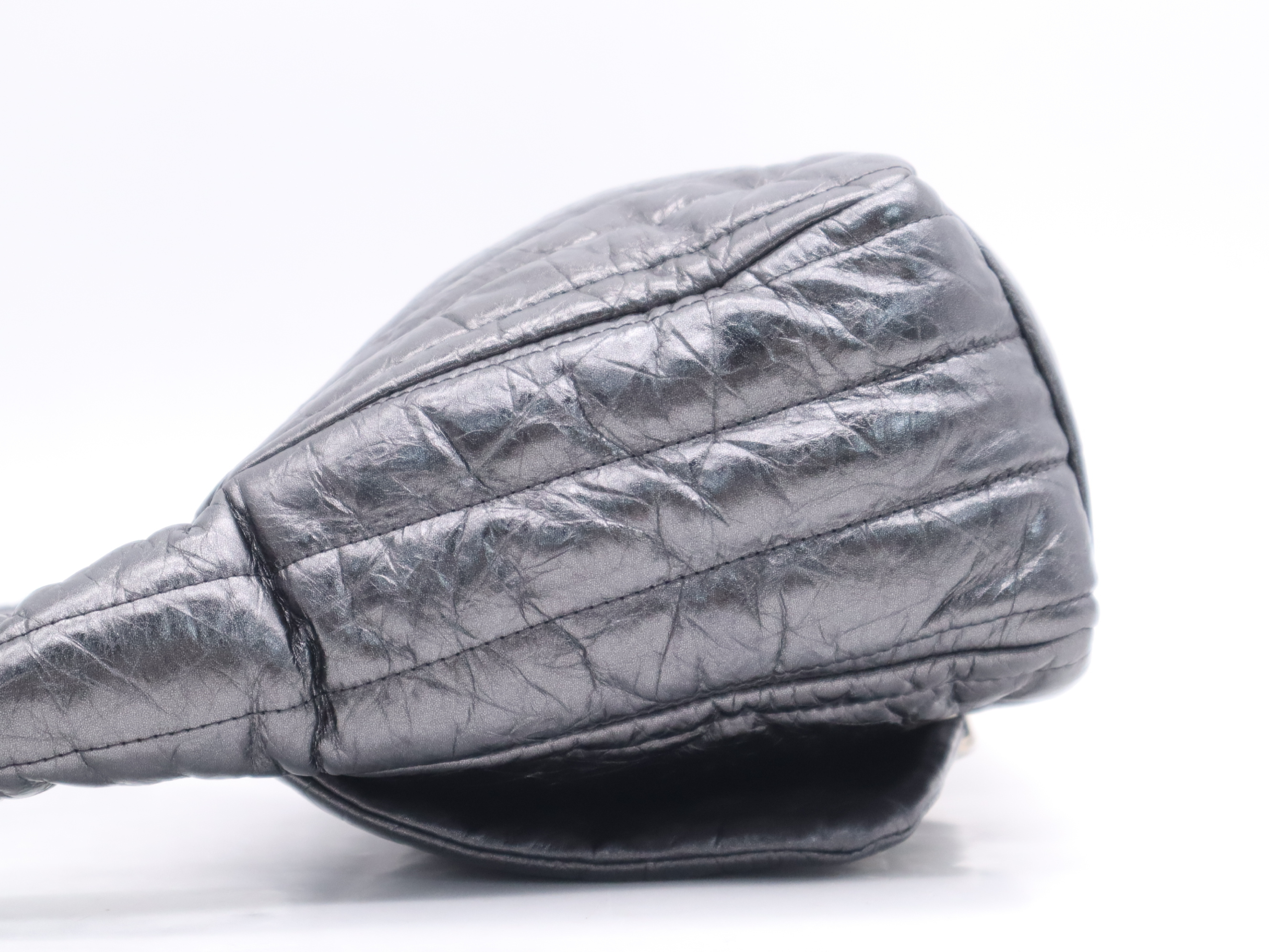 787896 Leather Monaco Metallic One Grey Shoulder Bag with Dust Bag — view 3
