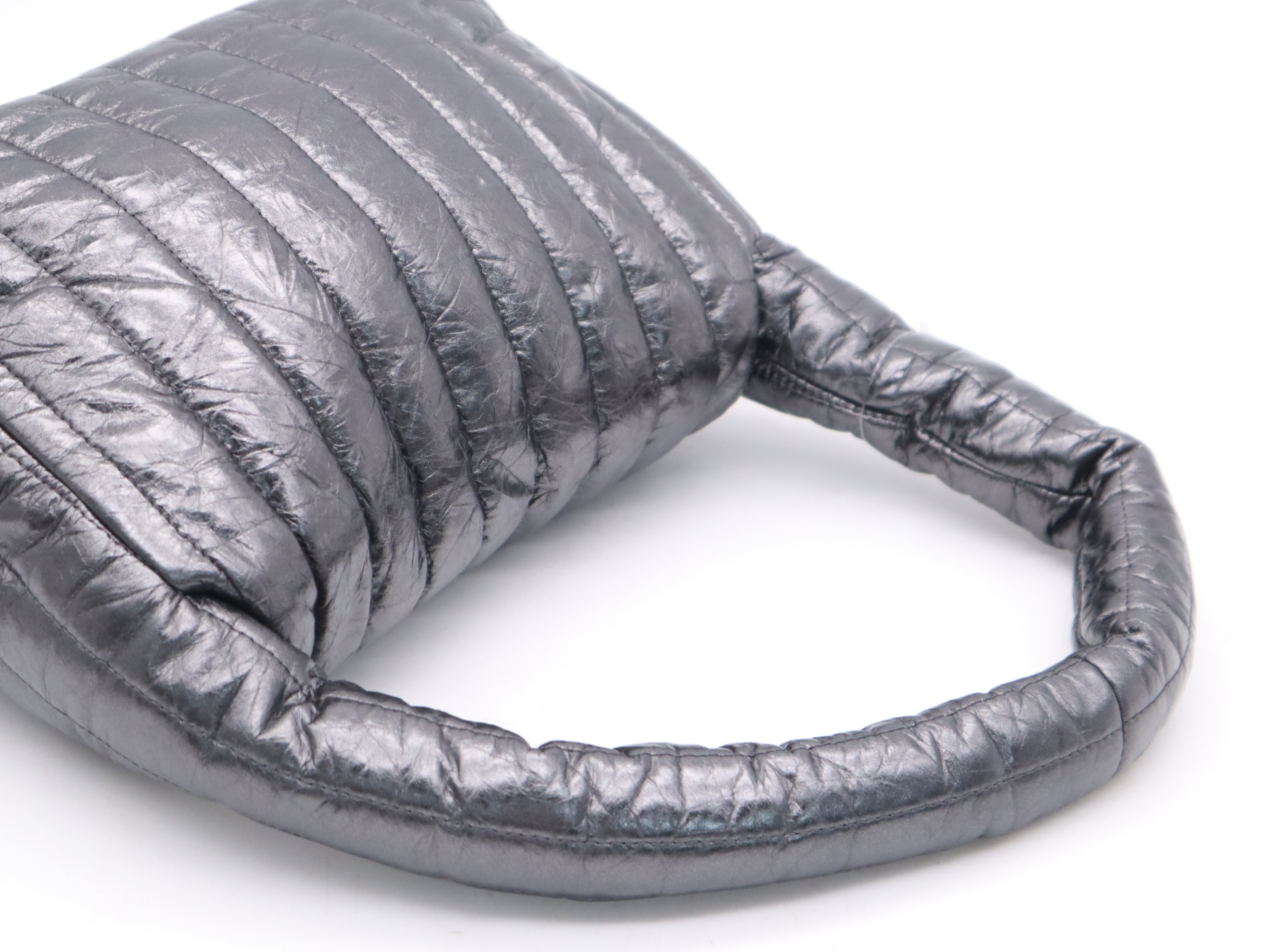 787896 Leather Monaco Metallic One Grey Shoulder Bag with Dust Bag — view 6