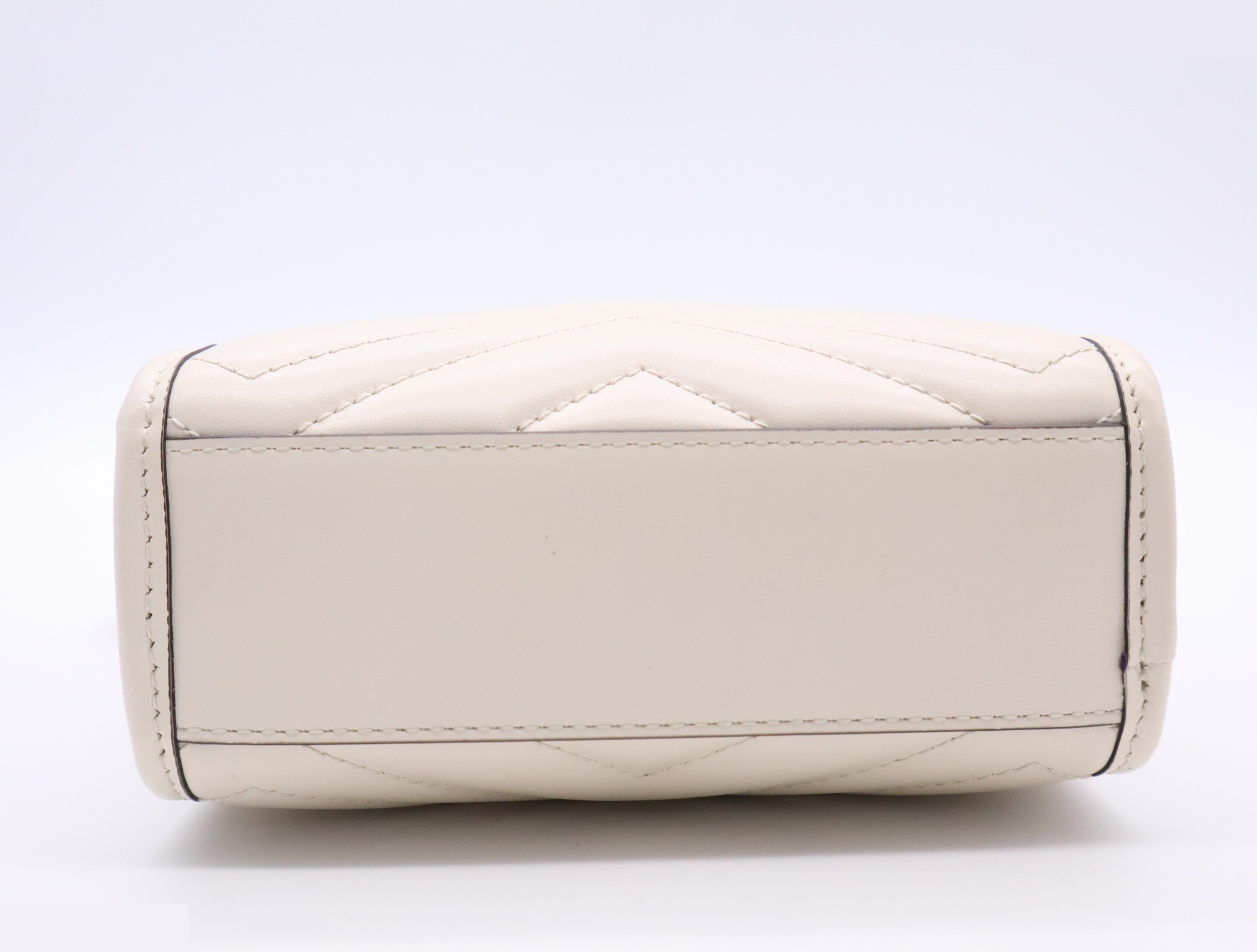 Leather GG Marmont Mini Bag, White, Gold Hardware, with Shoulder Strap — view 4
