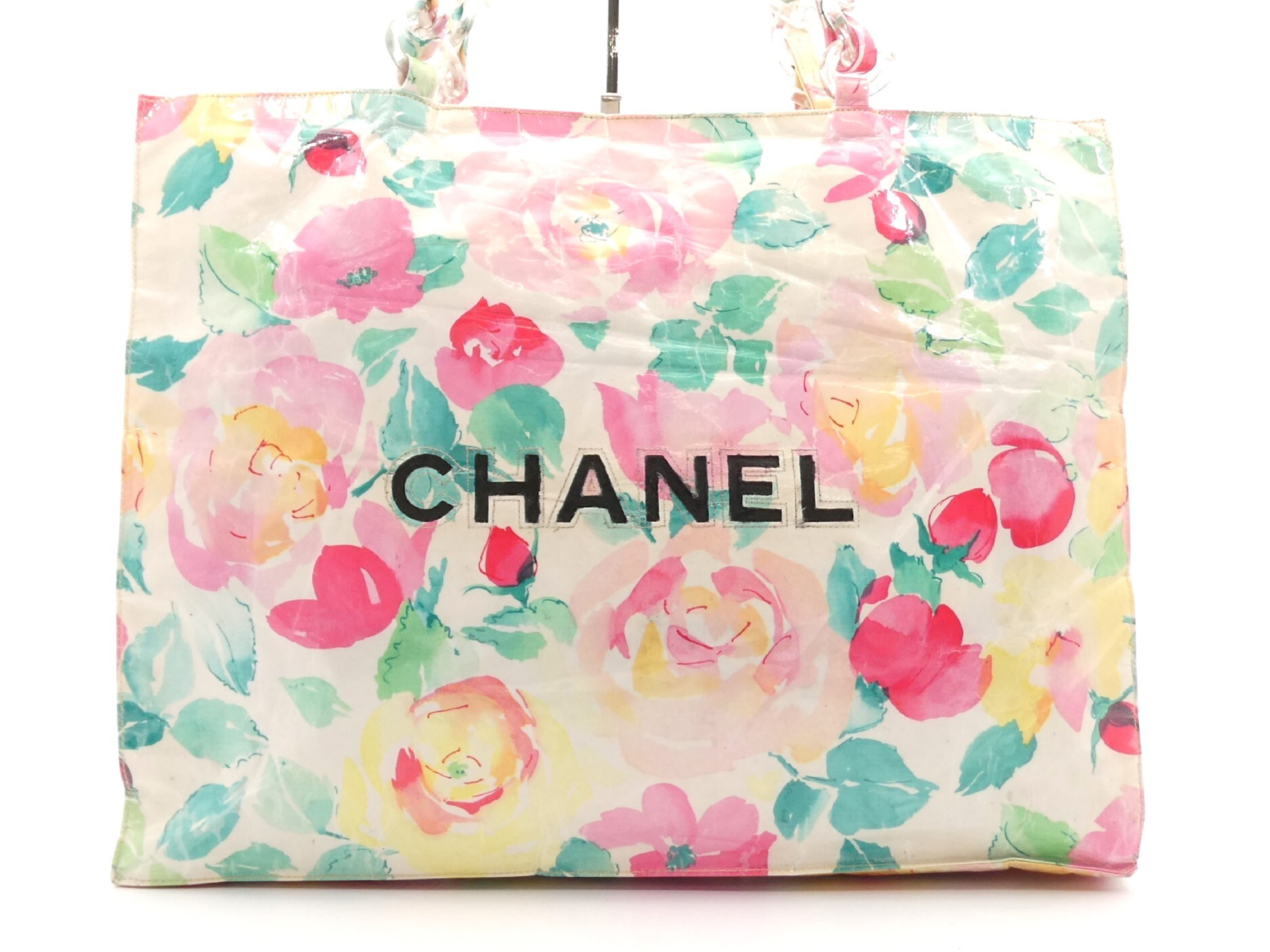 Large Coco Mark Vinyl Plastic Chain Tote Bag — view 2
