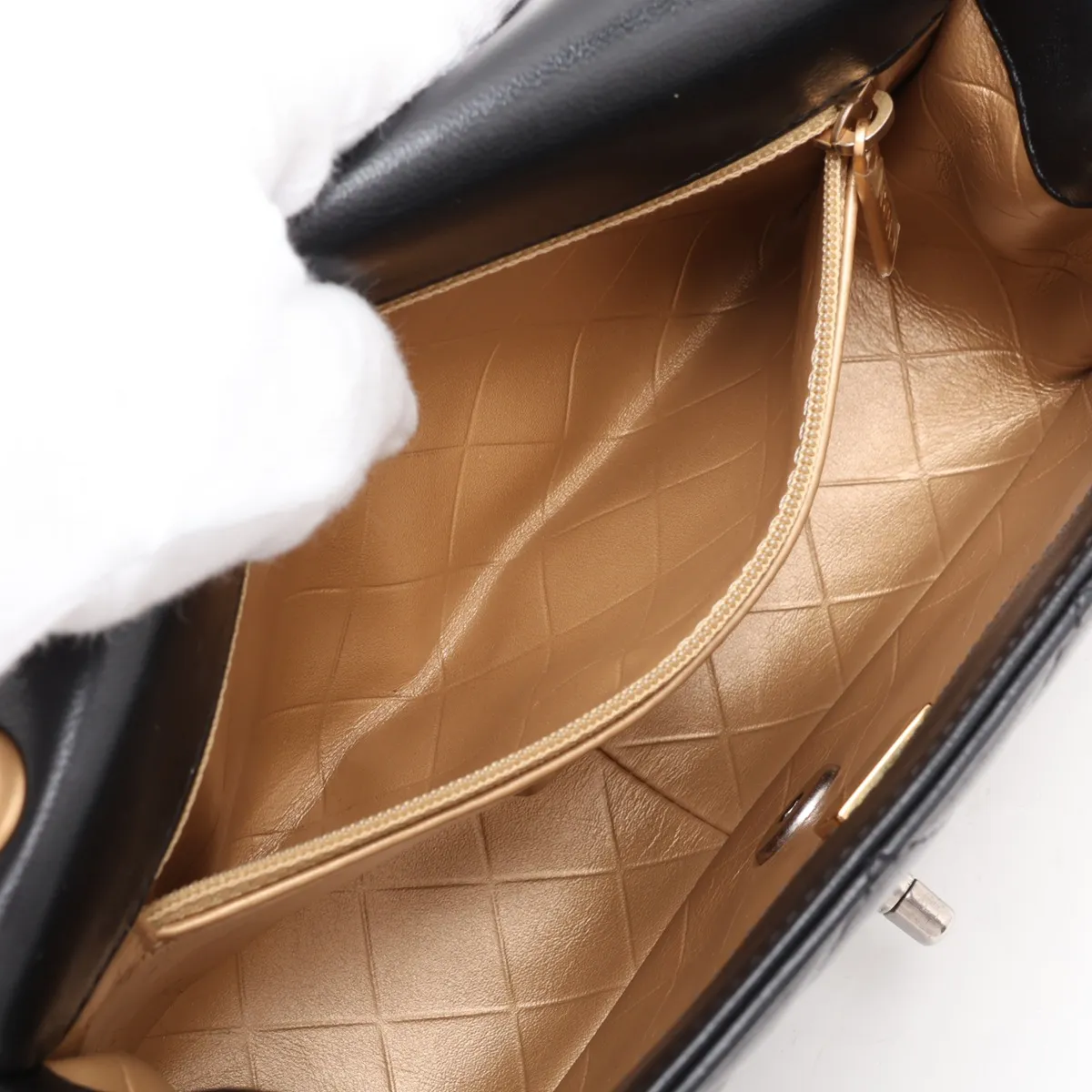 [Individually packaged] Chanel Mini Matelassé Lambskin Single Flap Double Chain Bag, Pearl Black, Gold x Silver Hardware, N7KTHLJC, Random Plate — view 8