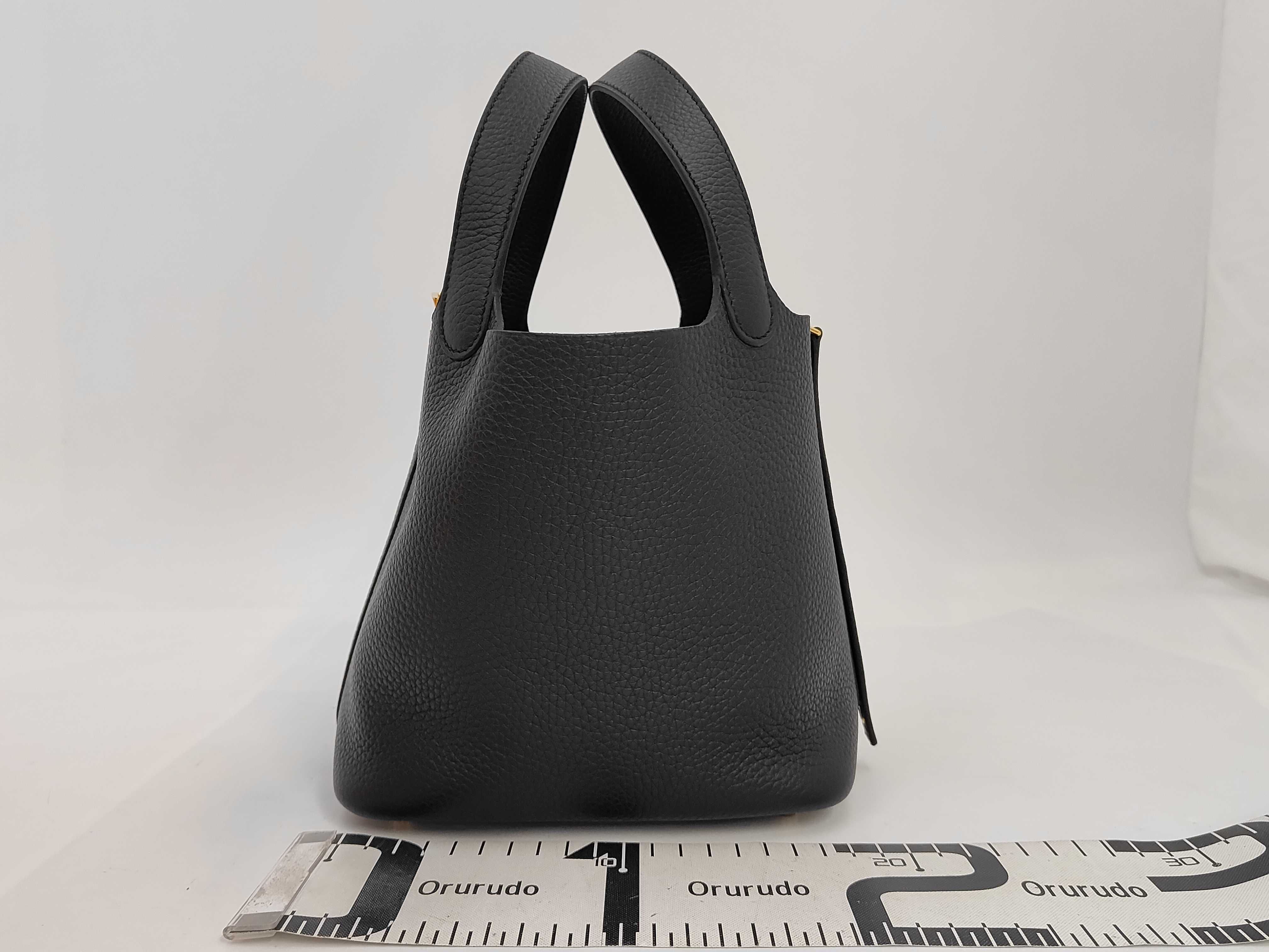 Picotin Lock PM Handbag, Taurillon Clemence Leather, Black, Gold Hardware, K Stamp — view 2