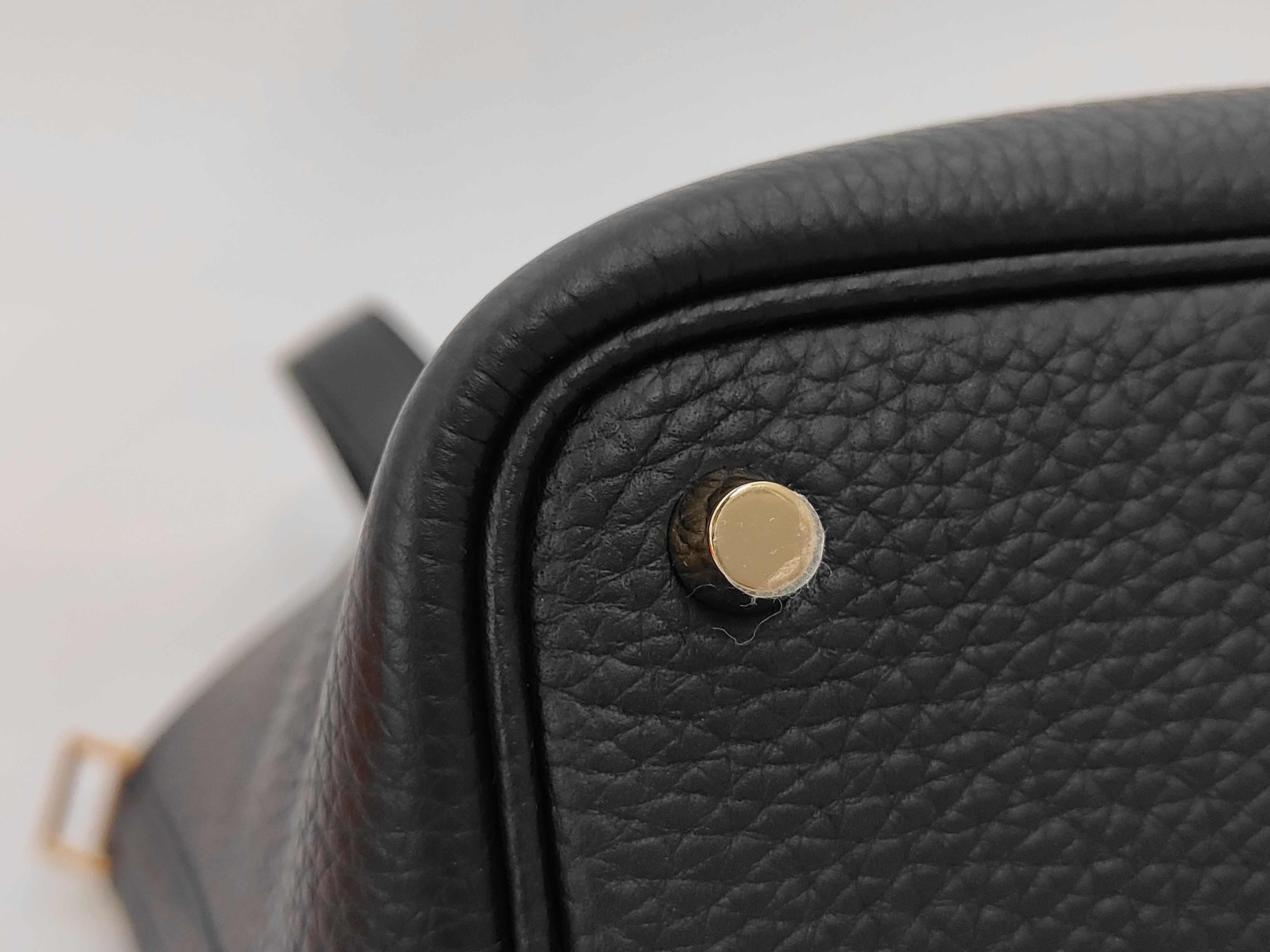 Picotin Lock PM Handbag, Taurillon Clemence Leather, Black, Gold Hardware, K Stamp — view 6