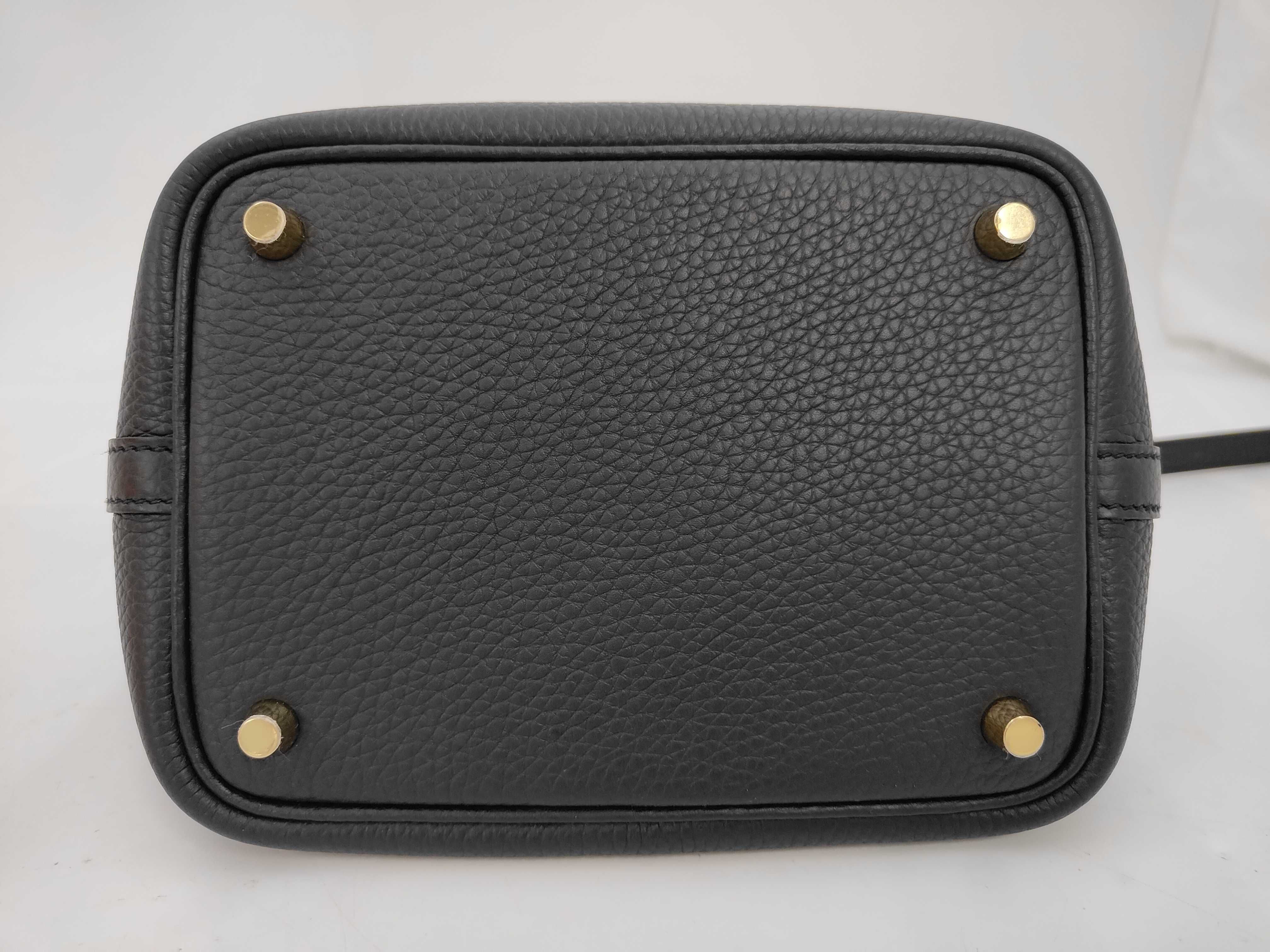 Picotin Lock PM Handbag, Taurillon Clemence Leather, Black, Gold Hardware, K Stamp — view 7