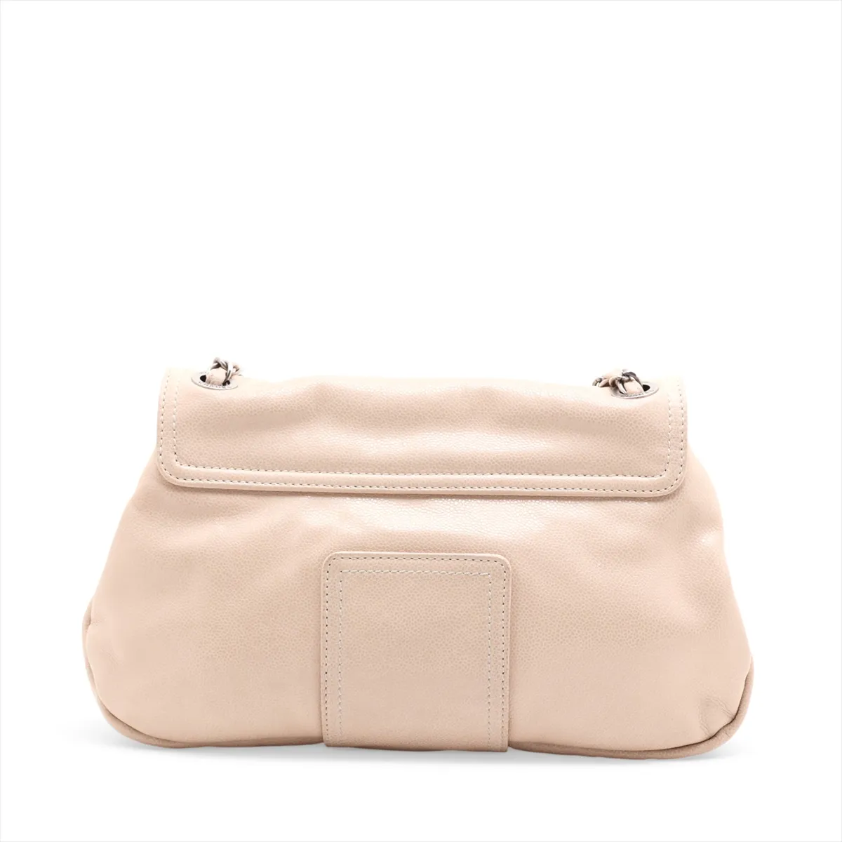 Matelassé Caviar Skin Single Flap Double Chain Bag, Beige, Gunmetal Hardware, 13352903, Serial Number 13 — view 2