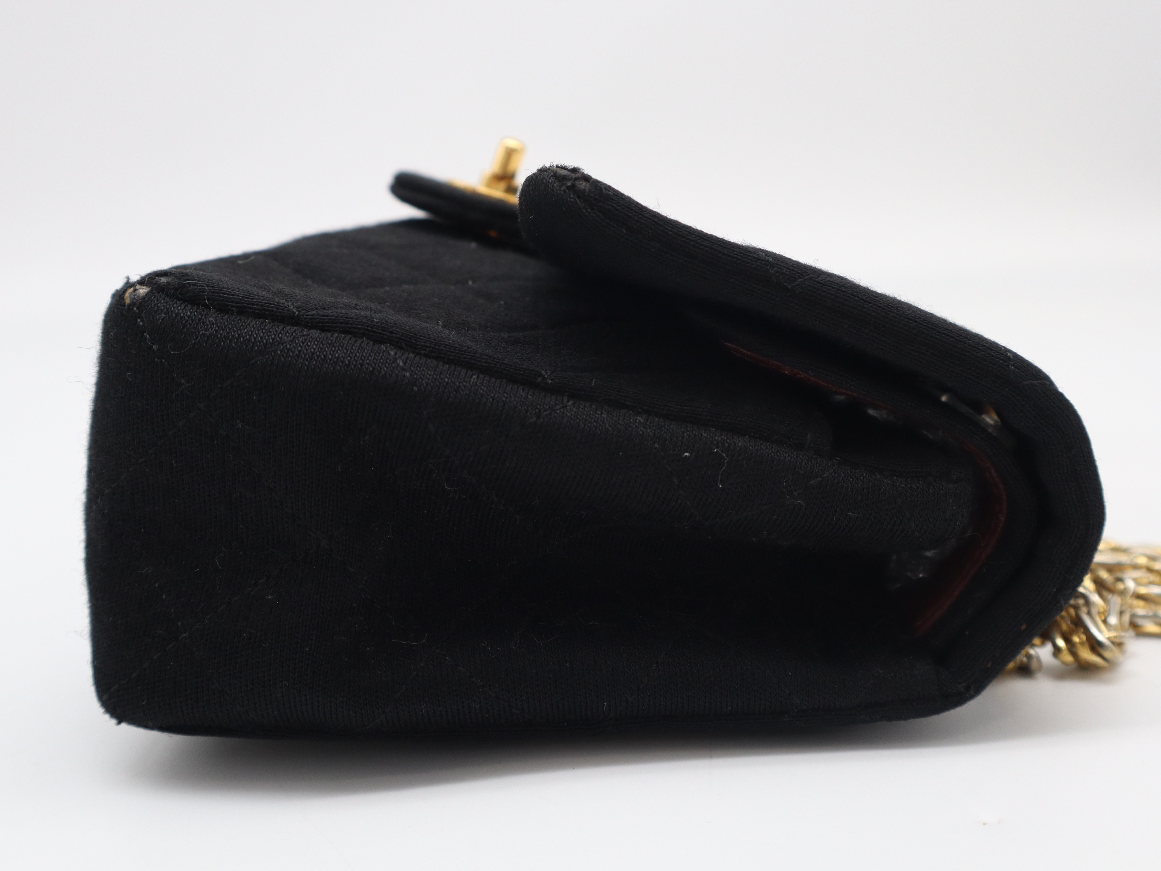 Cotton Jersey Matelassé 25 Double Flap Double Chain Gold Hardware Black Seal Card 1635184 Shoulder Bag — view 4